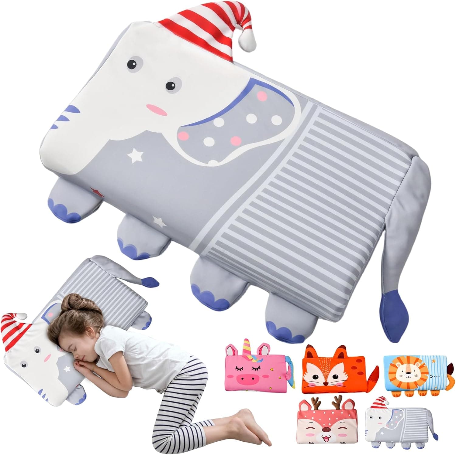 Almohada para Niños, Almohada Bebe, Cojin Bebe con, Almohada Infantil con Funda, Diseño Ergonómico, Transpirable, Hipoalergénico, Ideal para Niños de 3 a 12 Años (Elefante)