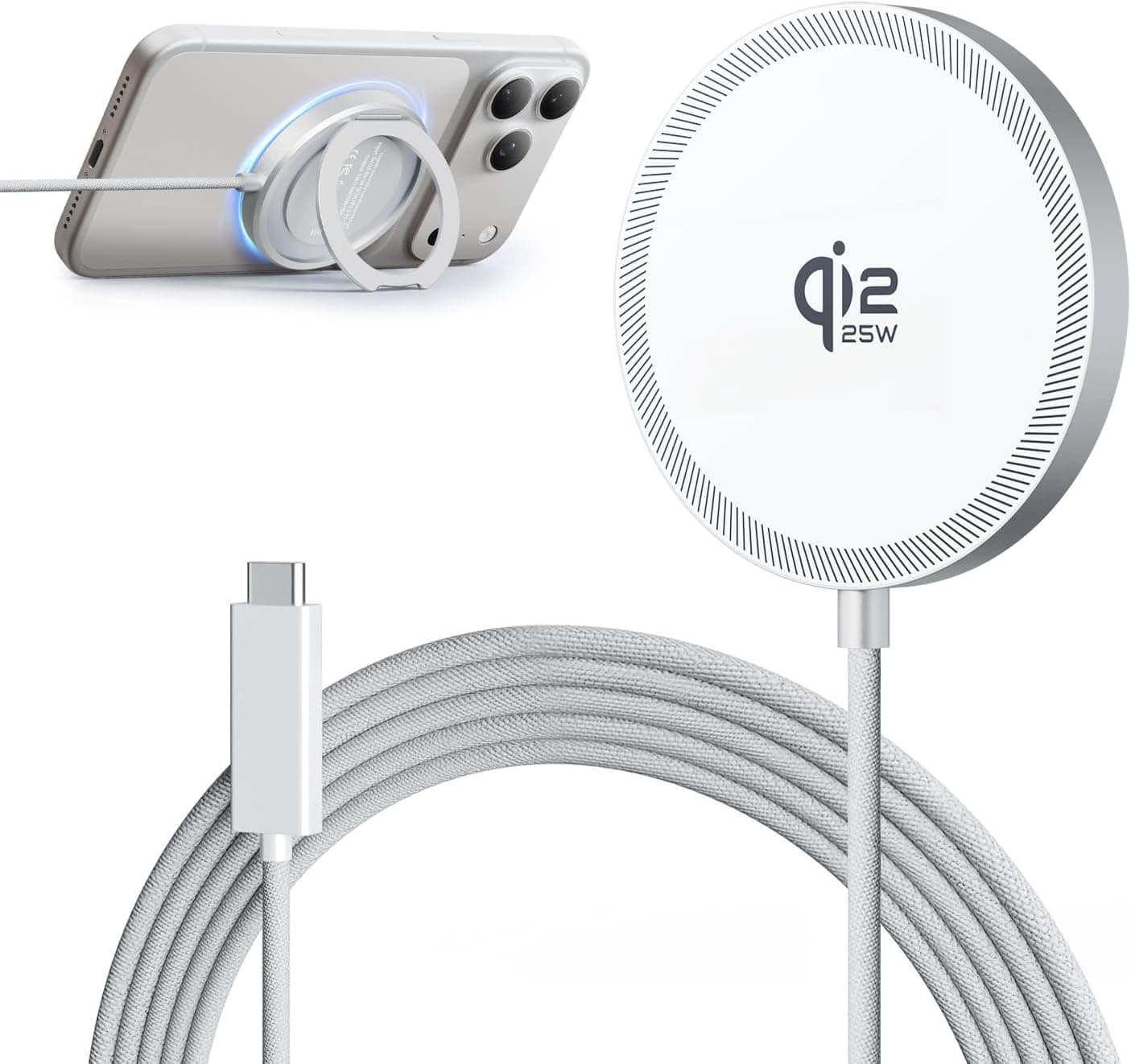 Qi2 25W Cargador Inalámbrico con Soporte Plegable para iPhone MagSafe