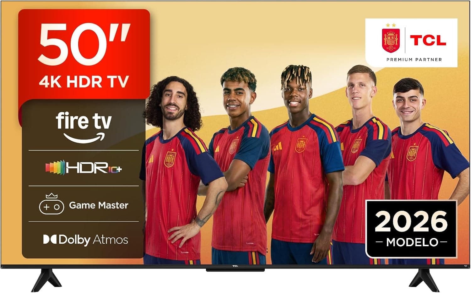 TCL 50V6D Televisor 50 Pulgadas 4K UHD Smart TV, Fire TV, Alexa Integrado, Dolby Vision & Atmos, Game Master, HDR10+, Control por Voz