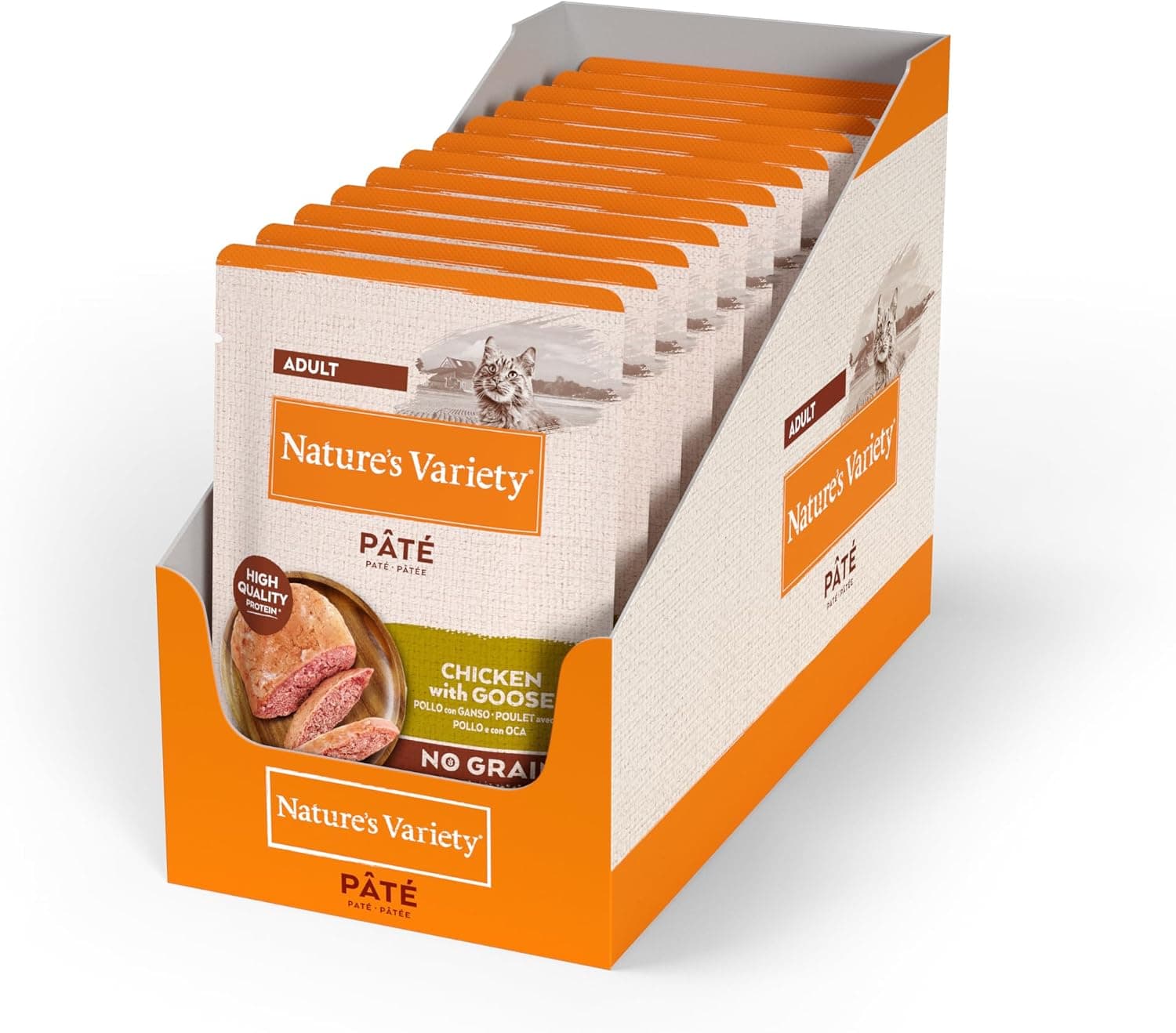 Nature's Variety Original No Grain - Paté para Gatos Adultos con Pollo con Ganso - Caja 12 x 70 g
