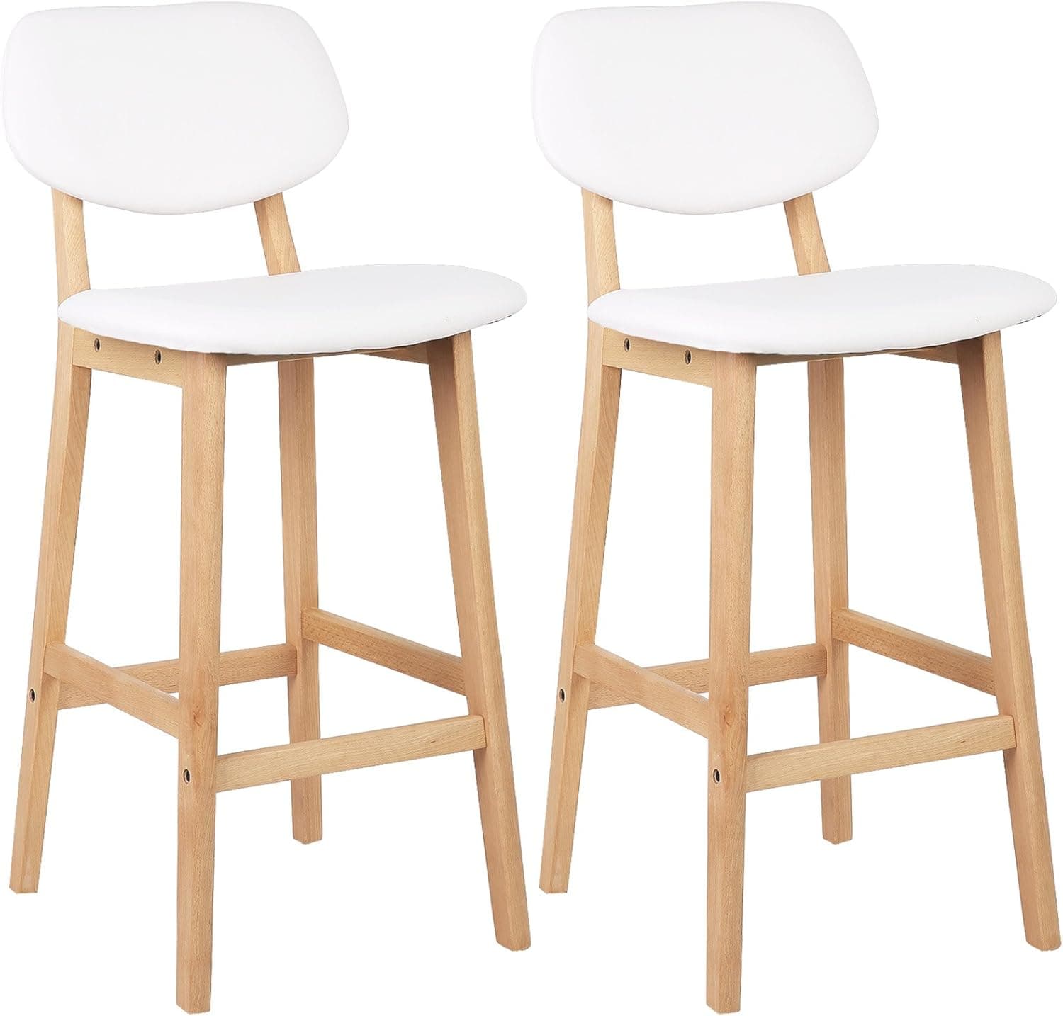 WOLTU 2X Taburetes de Bar con Acolchado Asiento y Respaldo, Blanco