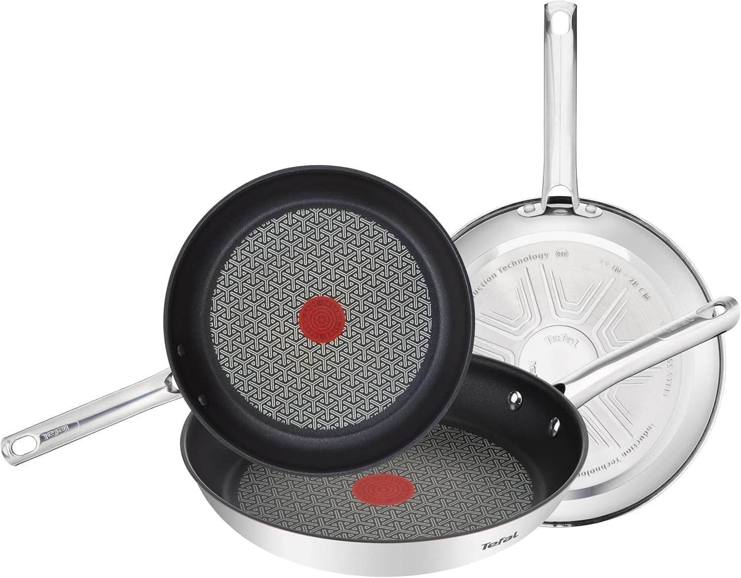 Tefal Duetto - Juego de 3 sartenes, Acero inoxidable