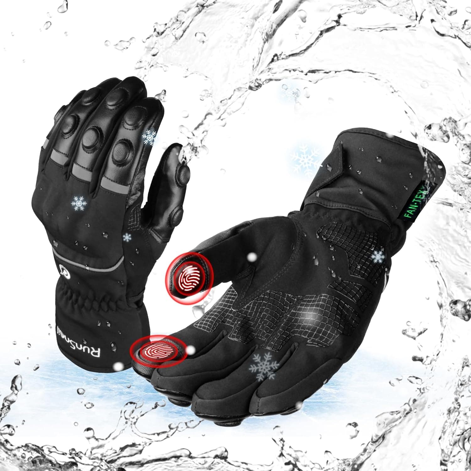 2KP CE Guantes de Moto Invierno para Hombre y Mujer, Guantes Moto Impermeables Prueba Viento Cálidos Guantes Motociclista con Puño Largo y Protección Dura en Los Nudillos Guantes Pantalla Táctil