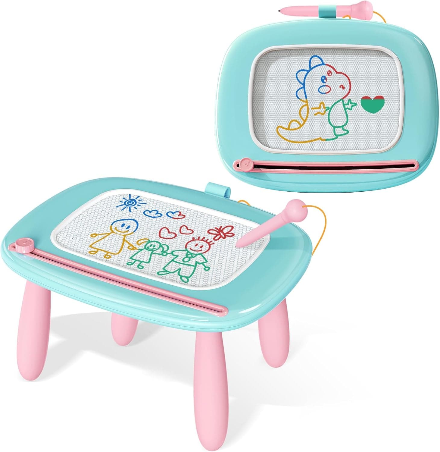 Kikidex Juguetes para niños pequeños de 1 a 3 años,pizarra mágicas magnética,juguetes para niñas,pizarra mágicas para pintar,juguetes educativos para bebés y niños,regalo de cumpleaños (Azul menta)