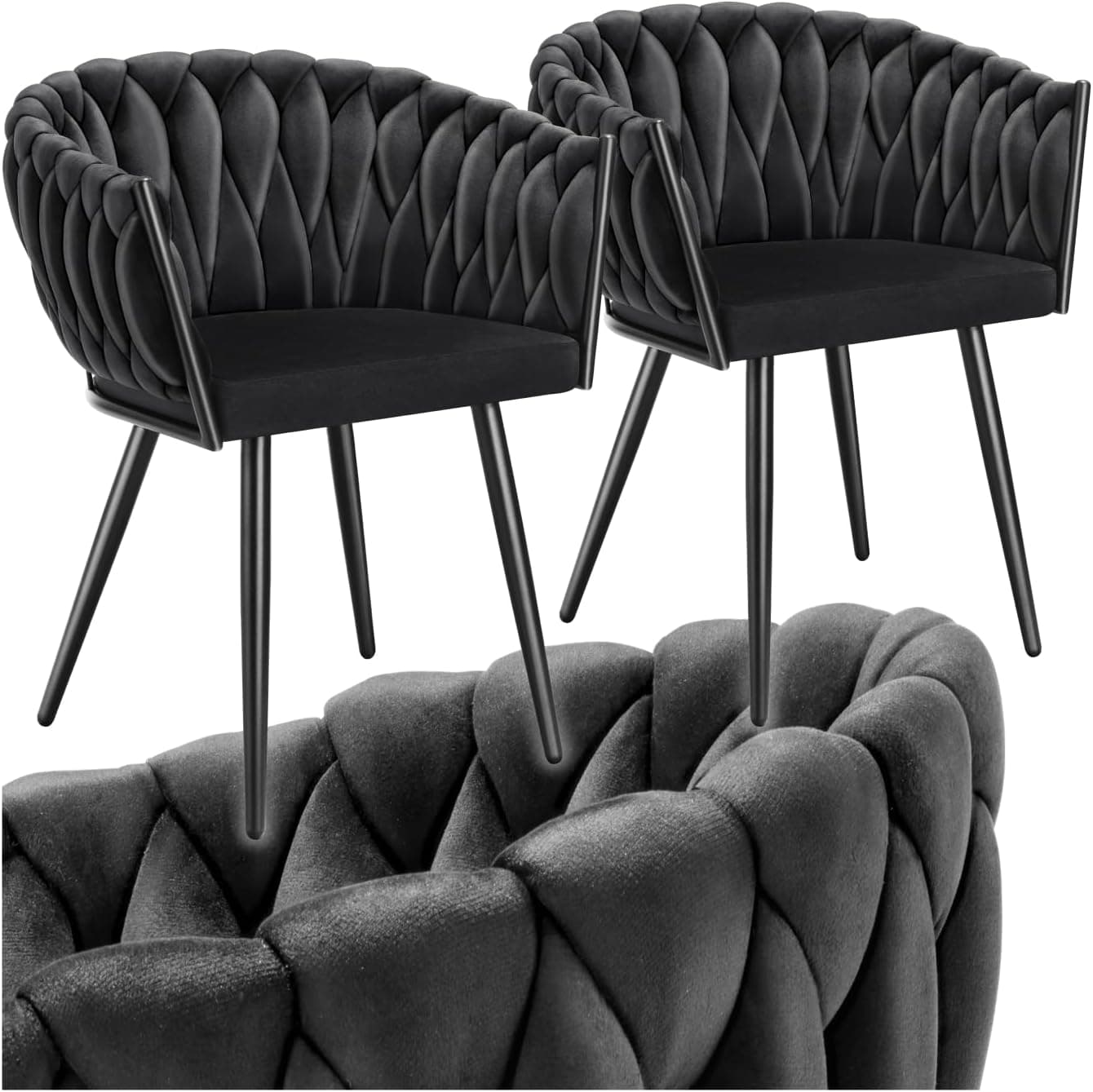 tectake® Juego de Sillas de Comedor, Acolchada con Tapizado de Terciopelo