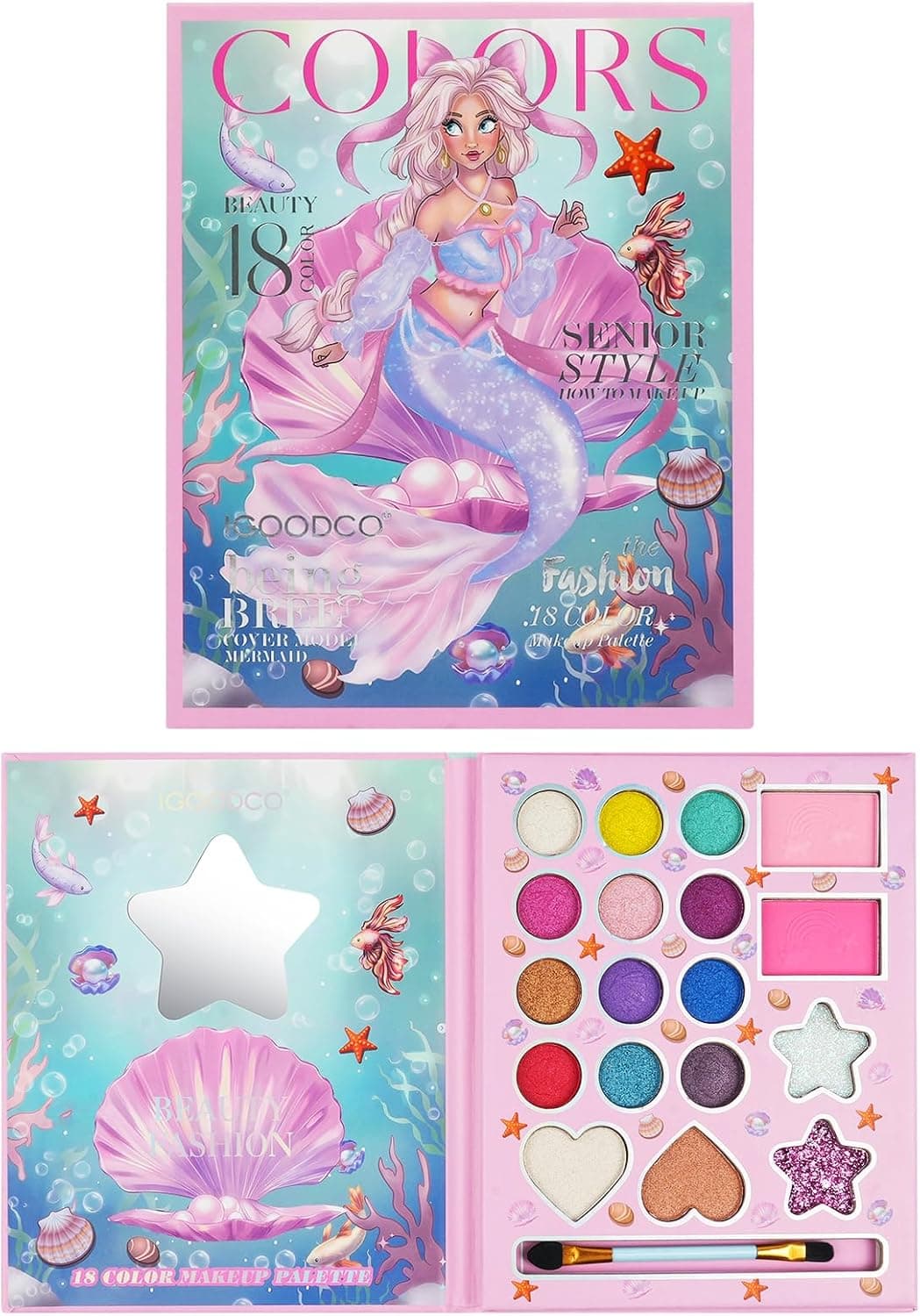 Aomig Kit de Maquillaje Niñas, 18 Colores Set de Maquillaje para Niña con Espejo, Juego de Maquillaje Infantil Lavable, Set de Maquillaje Seguro y No Tóxico para Cumpleaños Fiesta