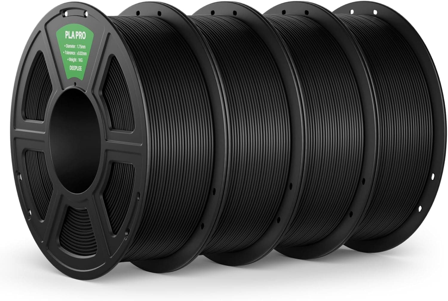 DEEPLEE PLA Pro Filamento 1.75 mm, Negro, Kit 4 x 1 kg