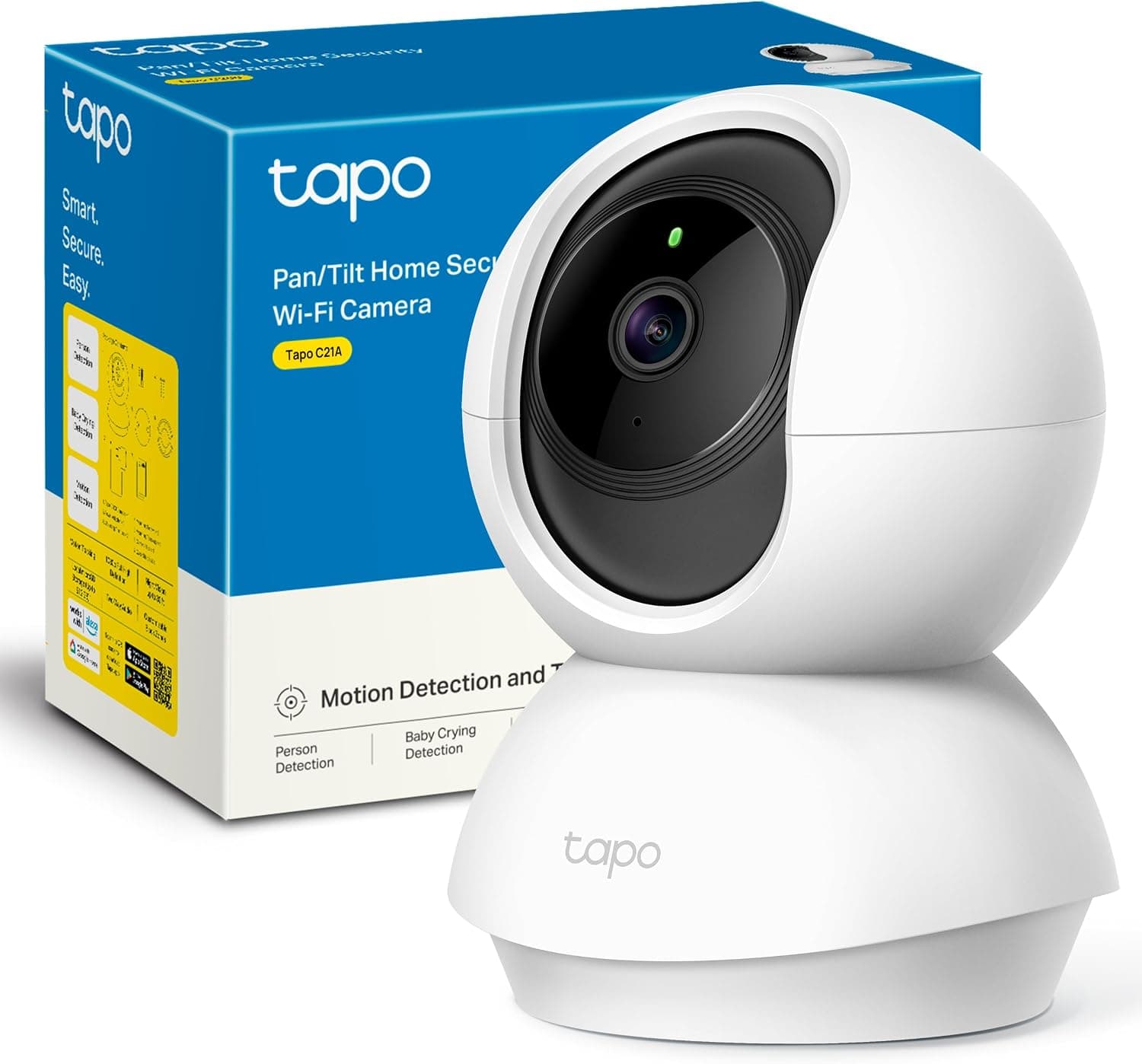 Tapo C21A - Cámara de Vigilancia WiFi Interior 360º, 2K 3MP, Detección IA