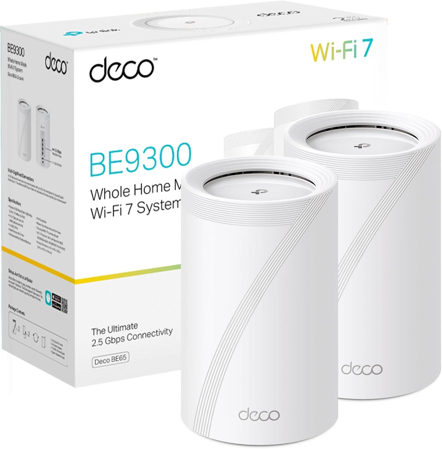 TP-Link Deco BE65 (2-Pack) - Sistema WiFi 7 Mesh, BE9300 Tribanda, MLO