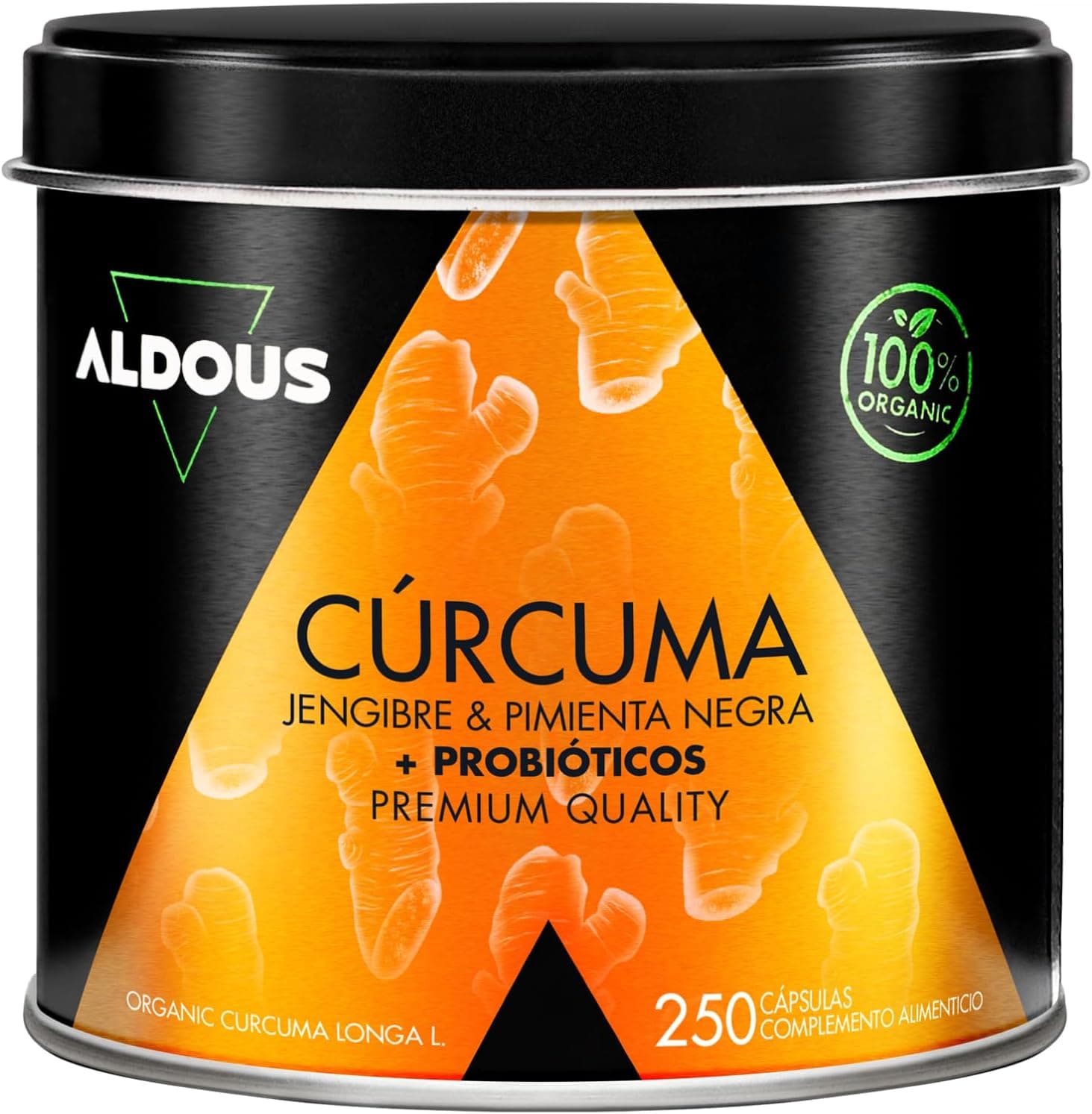 Curcuma con Jengibre y Pimienta Negra PROBIÓTICOS - 250 cápsulas - 1460mg