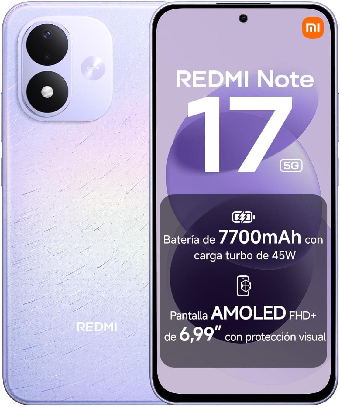 REDMI Note 17 5G, Smartphone 8+256GB, Morado Celestial, batería de 7700mAh