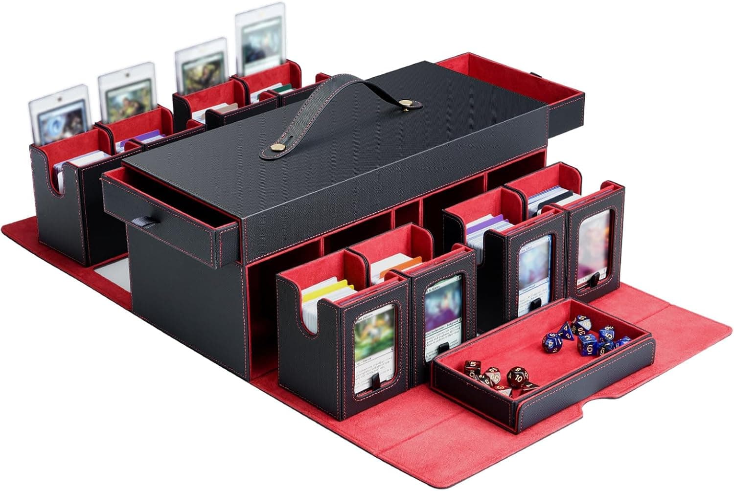 TiMOVO Caja para MTG Commander, Modular 11 en 1 para TCG- Negro Rojo
