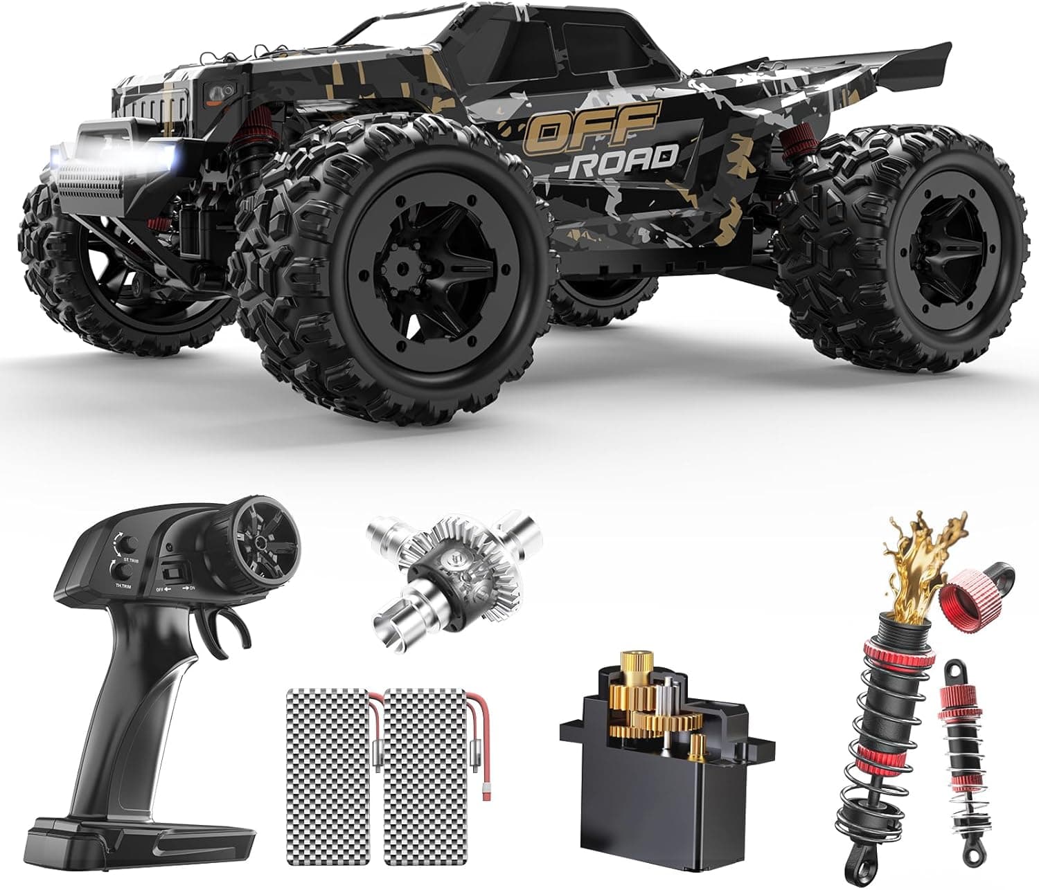 DEERC 9309E 1/16 - Coche Todoterreno teledirigido rápido para Adultos, 40 km/h, 4x4, eléctrico, Todoterreno, Control Remoto, 2,4 GHz, Alta Velocidad, Impermeable, con 2 baterías, para niños.