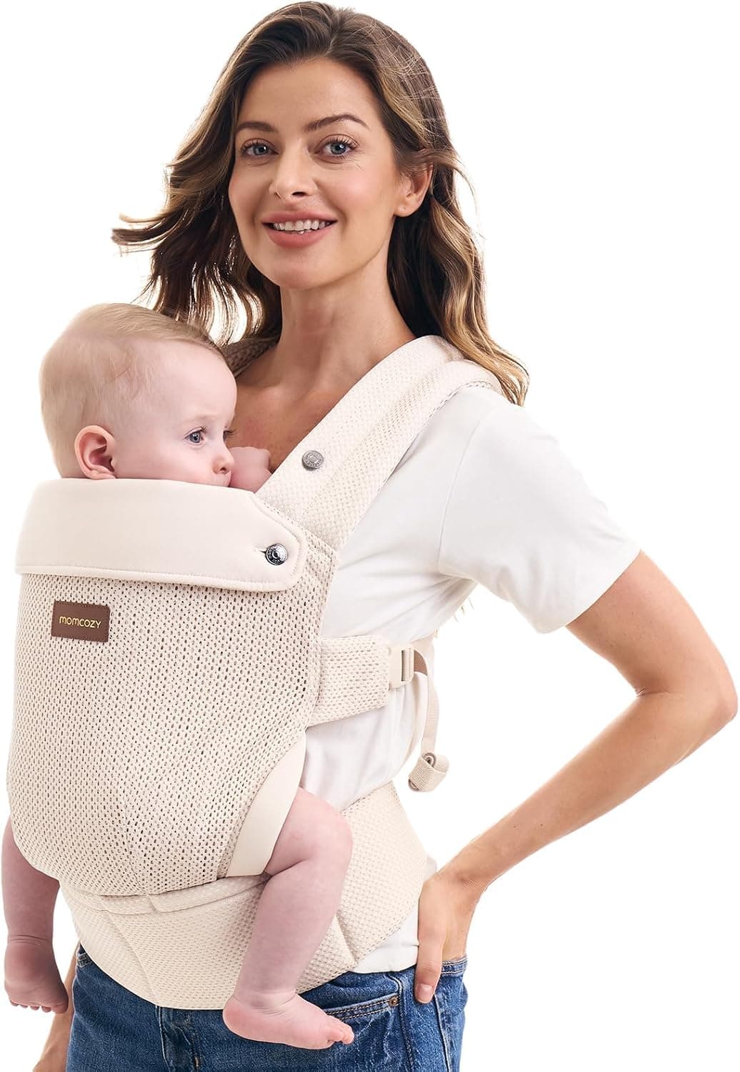Momcozy Portabebés de Malla Transpirable, Ergonómico y Ligero, para Bebés de 3–24 Meses con Diseño de Espalda en X y Soporte Lumbar Mejorado, Comodidad Todo el Día para Crianza con Manos Libres