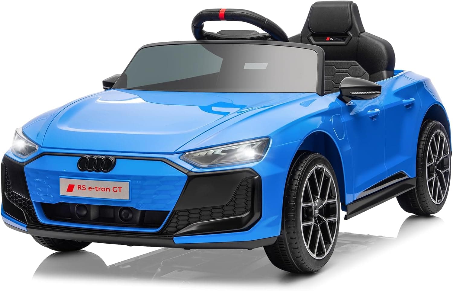 LALAHO Coche Eléctrico para Niños Audi RS E-Tron 12V con Doble Motor, 3-5 km/h Auto Eléctrico para Niños de 3 a 5 Años, MP3, Mando a Distancia (Azul Cielo)