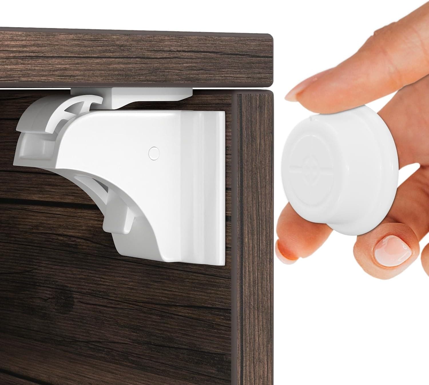 Hoffenbach Cierre Magnético Invisible para Armarios y Cajones – 12 Seguros para Bebés + 3 Llaves – Bloqueo de Seguridad Infantil con Cerradura Magnética – Imanes Adhesivos para Muebles – Blanco