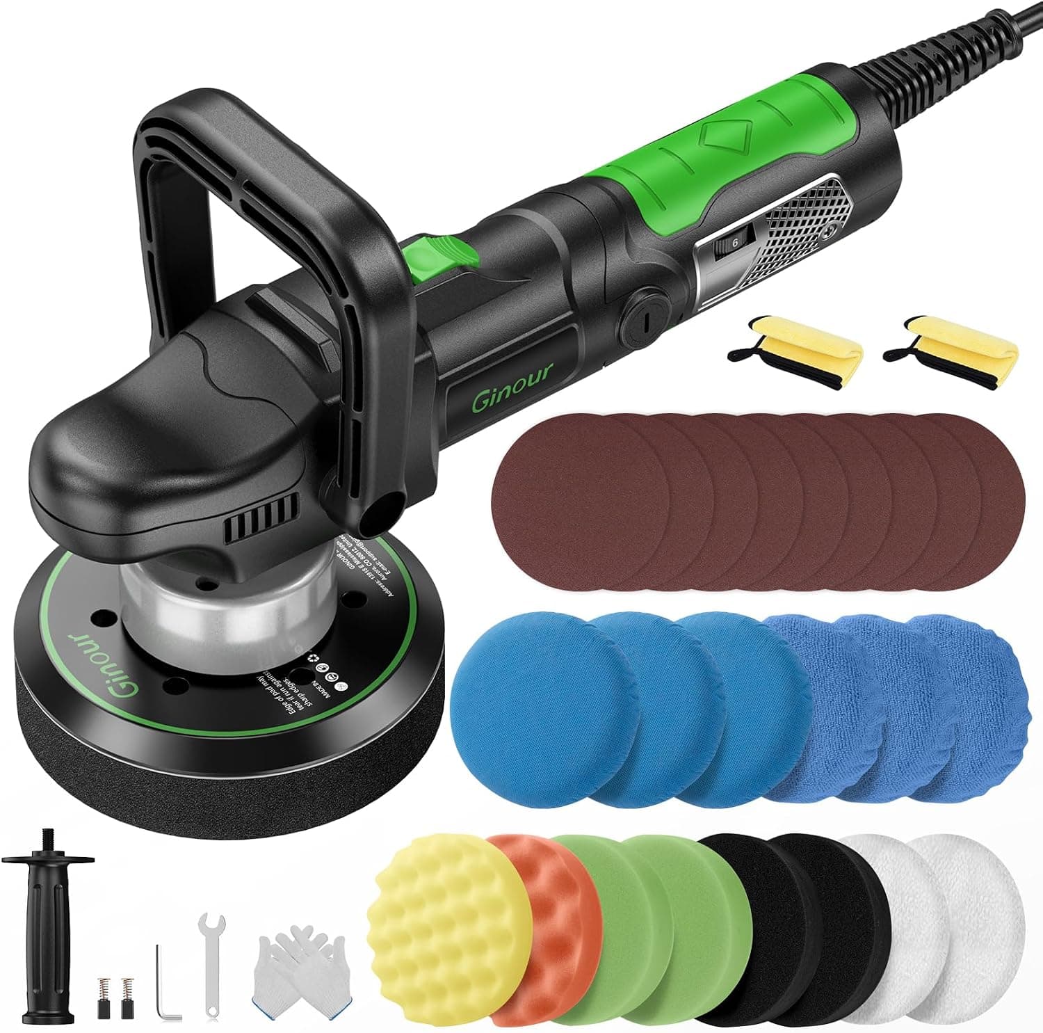 Ginour Pulidora Coche, Pulidora Orbital 1050W, Máquina de Pulir 6400 RPM