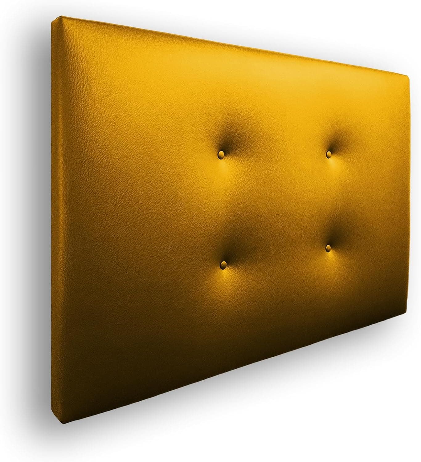 Silcar Home - Cabecero de Cama Carlo 105 Dorado - Estructura de Madera, Tapizado en Polipiel, Diseño Moderno con Dos hileras Botones, Fácil Instalación - Polipiel Dorado, 105 cm