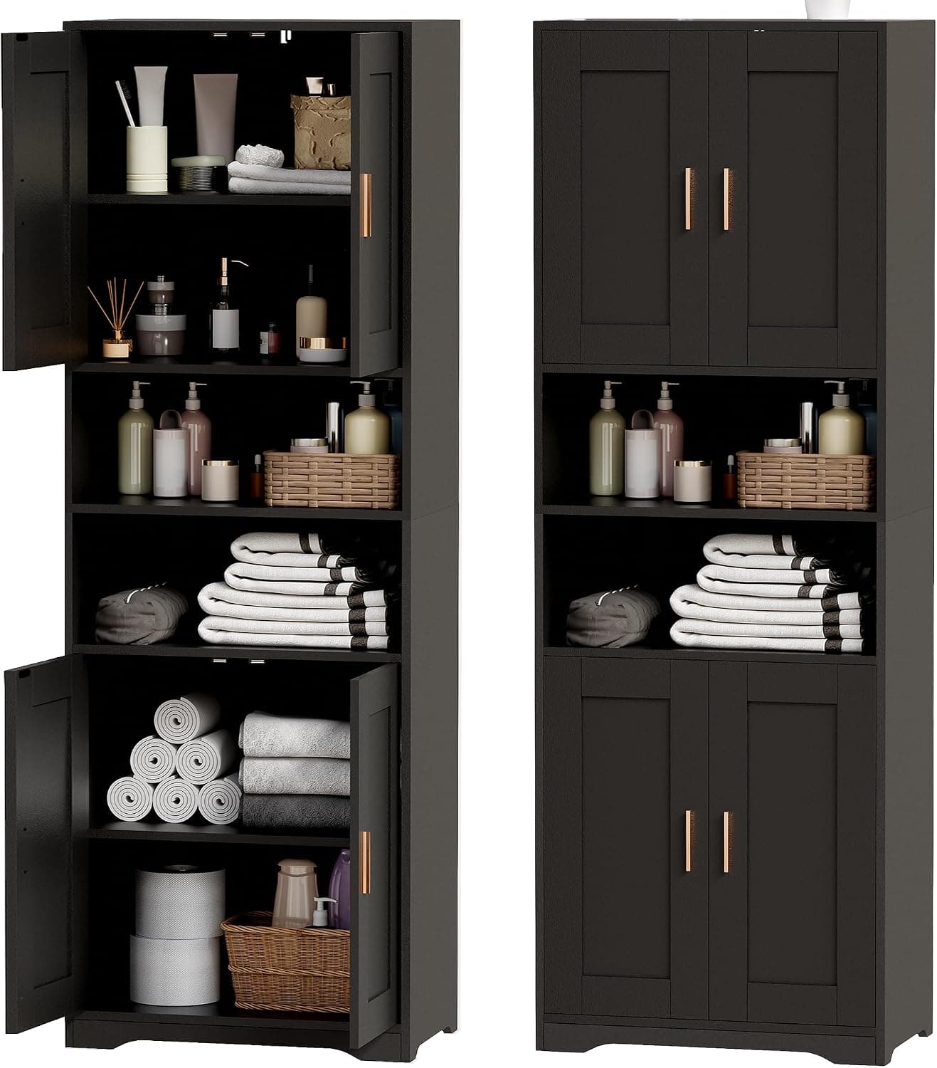BEWISHOME Mueble Columna de Baño, Armario Alto de Baño, Mueble Auxiliar
