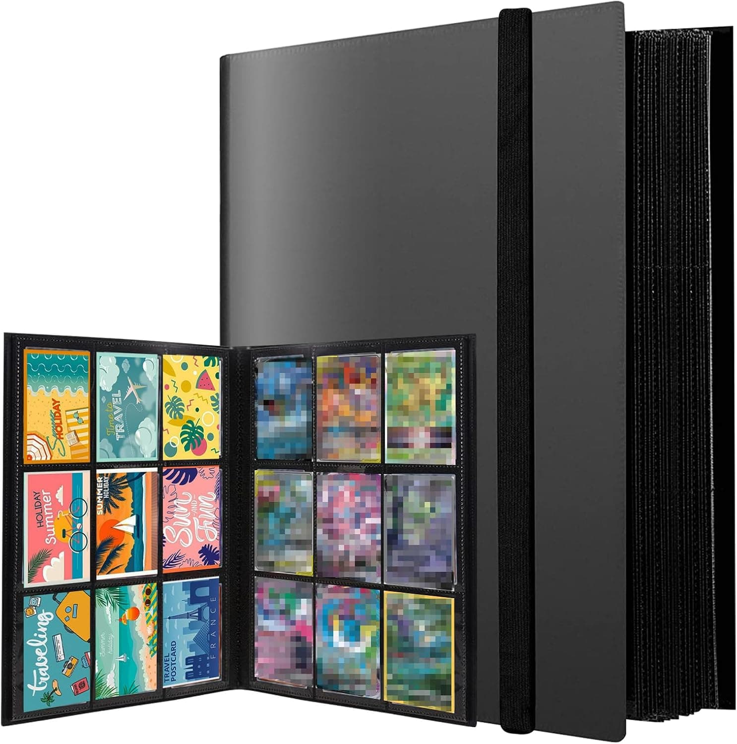 PUWOWYE Album Cartas, 540 Álbum de Cartas Coleccionables, Álbum Colección Tarjetas Impermeable, Album Cromos Negro