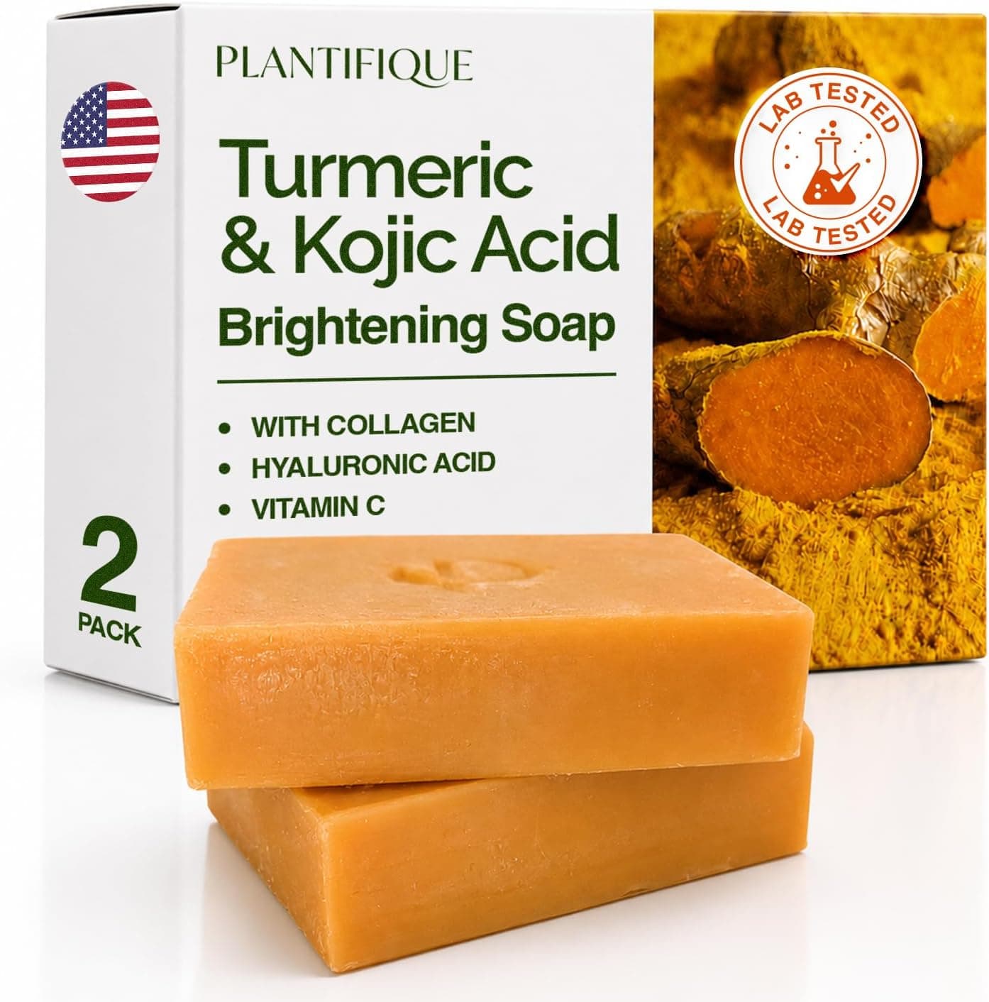 PLANTIFIQUE Kojic Acid Soap | Turmeric Soap con Acido Kojico (x2)