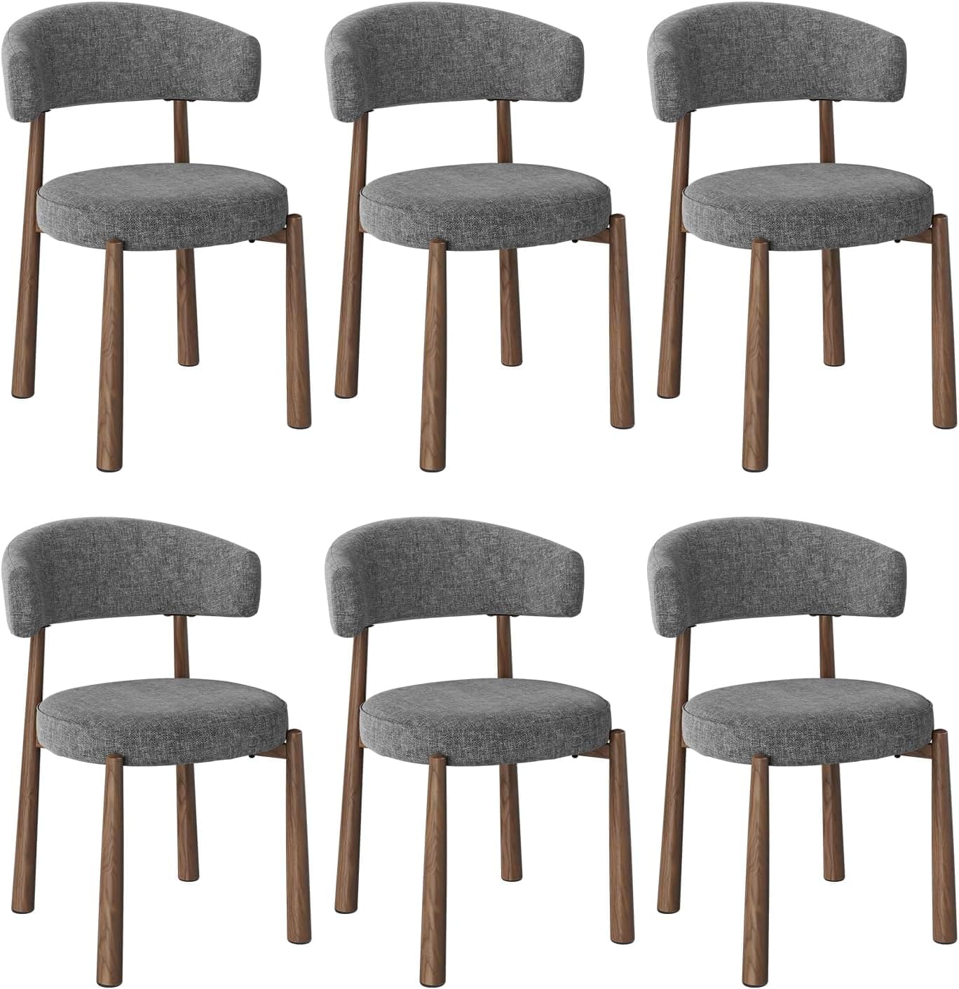 WOLTU Juego de 6 Sillas de Comedor,Chenilla,Gris