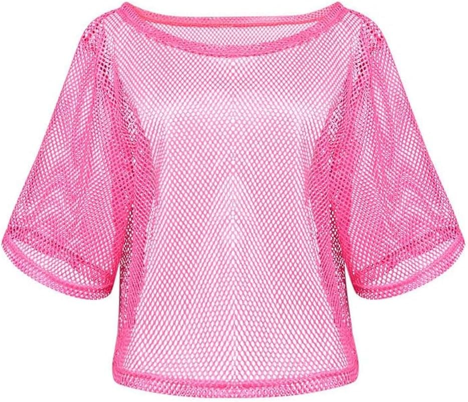 Aomig Disfraz Años 80, Accesorios Mujer de Ropa, Camiseta Neón