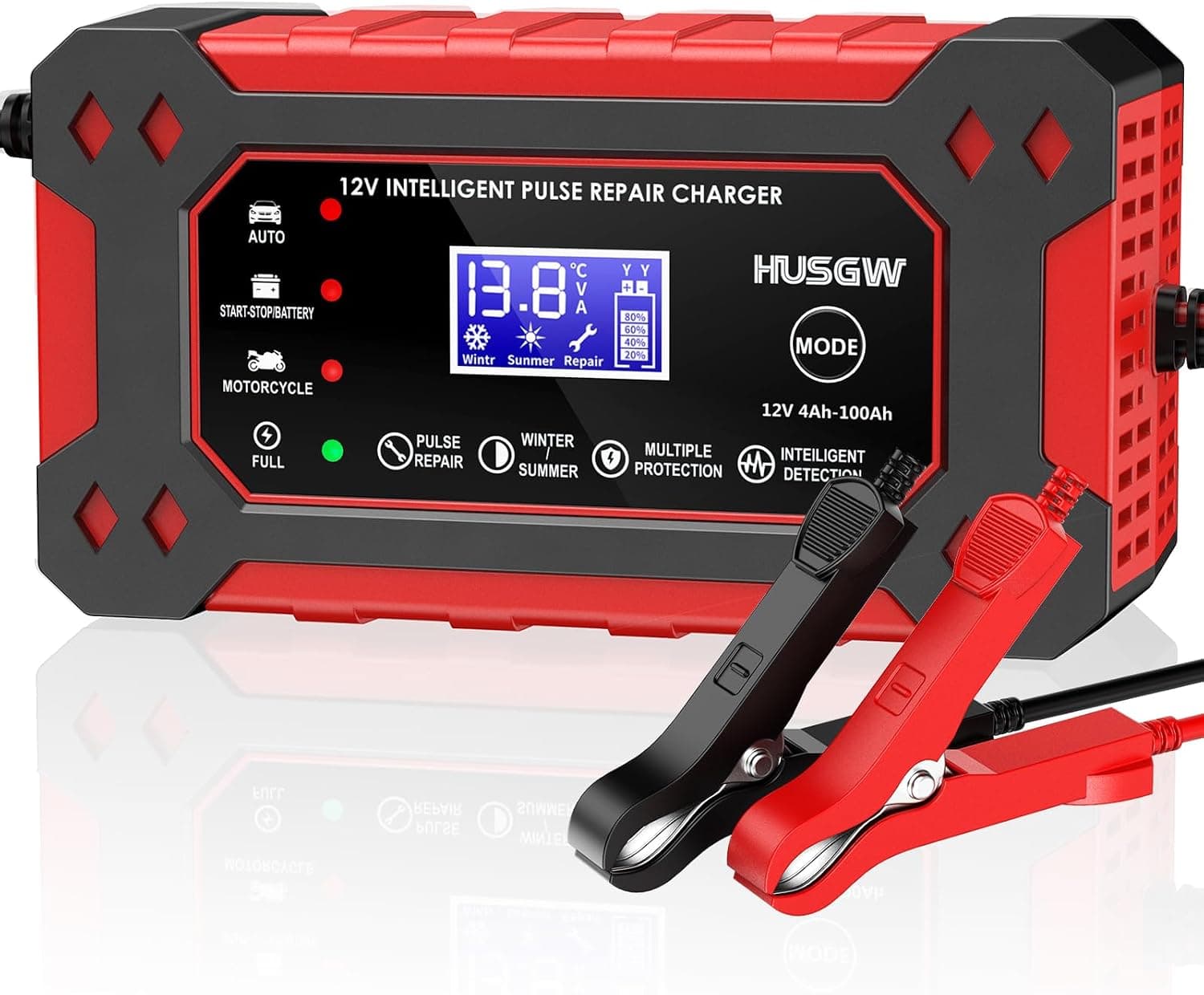 12V6A Cargador de Batería de Coche,Cargador de Batería Inteligente con LCD