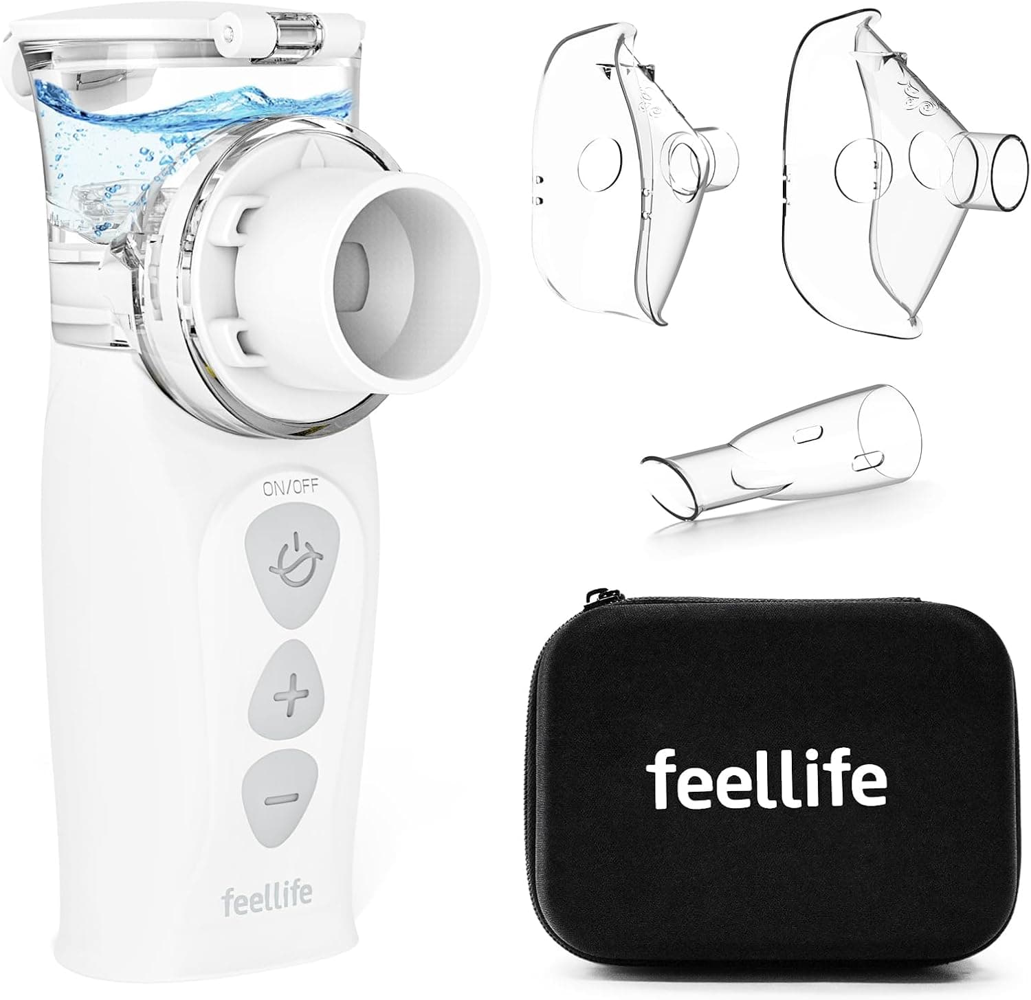 FEELLIFE Nebulizador Portatil Silencioso Tipo C Recargable, Nebulizador Bebés y Adultos Tasa de Atomización Ajustable, para Tratamiento de Tosa, Enfermedades Respiratorias