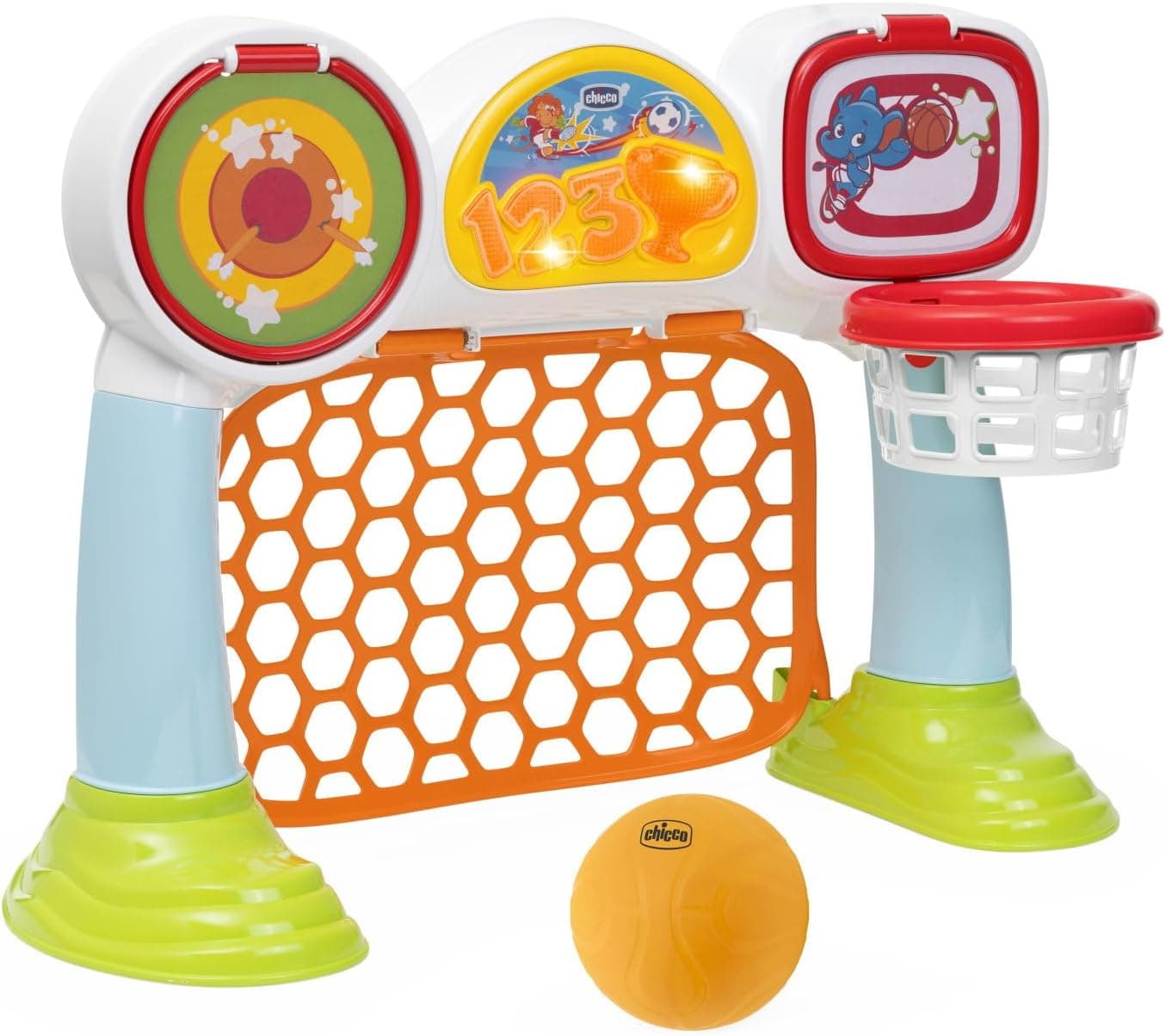 Chicco Multisport League Game, Juego Electrónico e Interactivo, Canasta, Marcador con Luces y Sonidos, 3 Modos de Juego, Pelota de Plástico Blanda Incluida, Juguetes para Niños de 2 a 5 Años