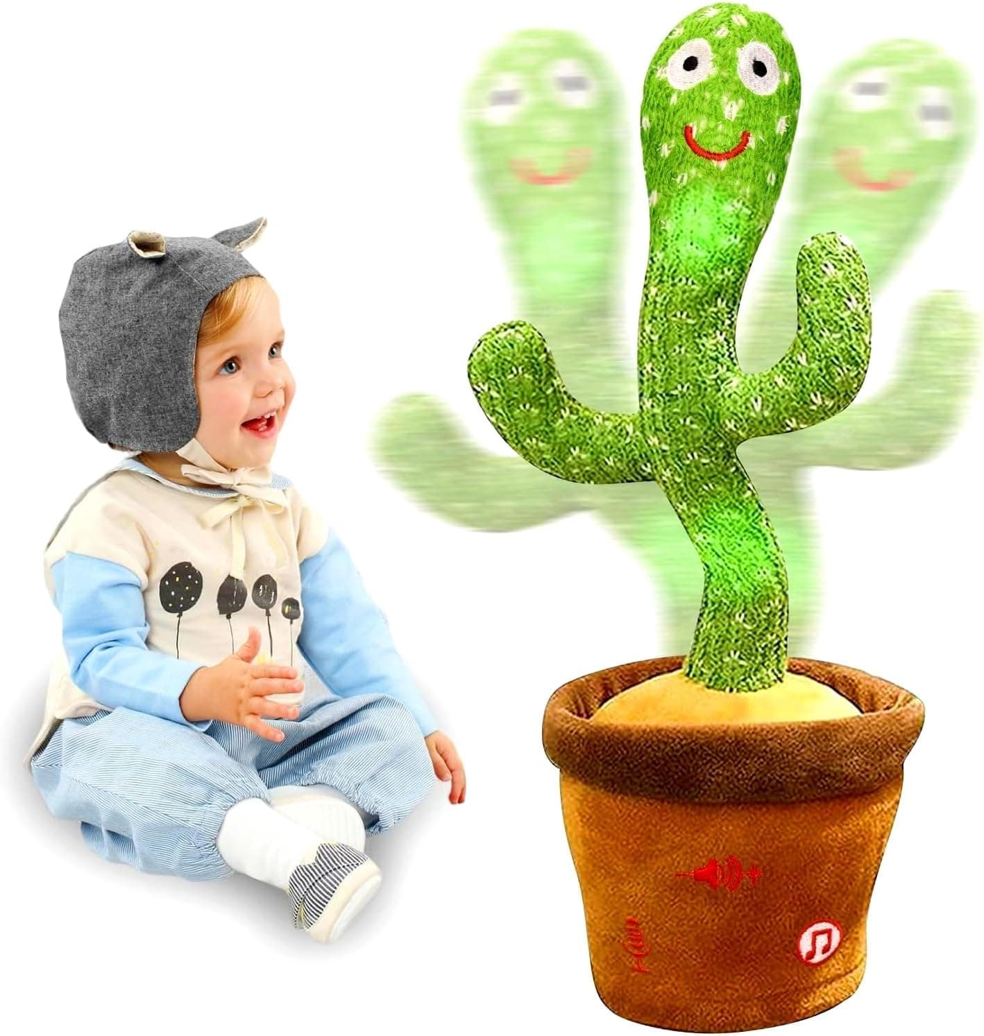 seOSTO Cactus Batería Bailarín, Peluche Que Baila y Repite Tu Voz