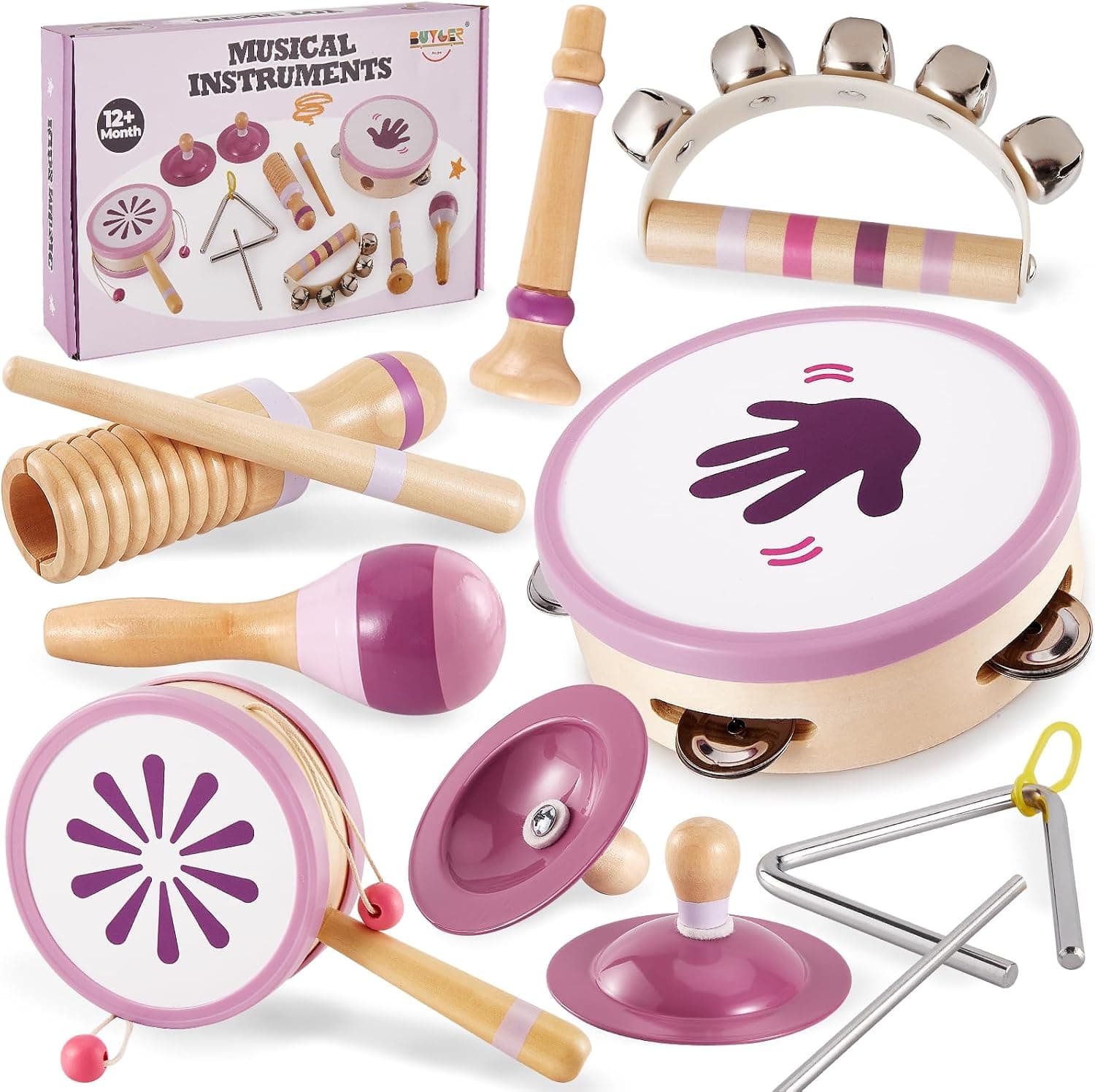 Buyger Instrumentos Musicales para Bebés, Juguete Montessori de Madera