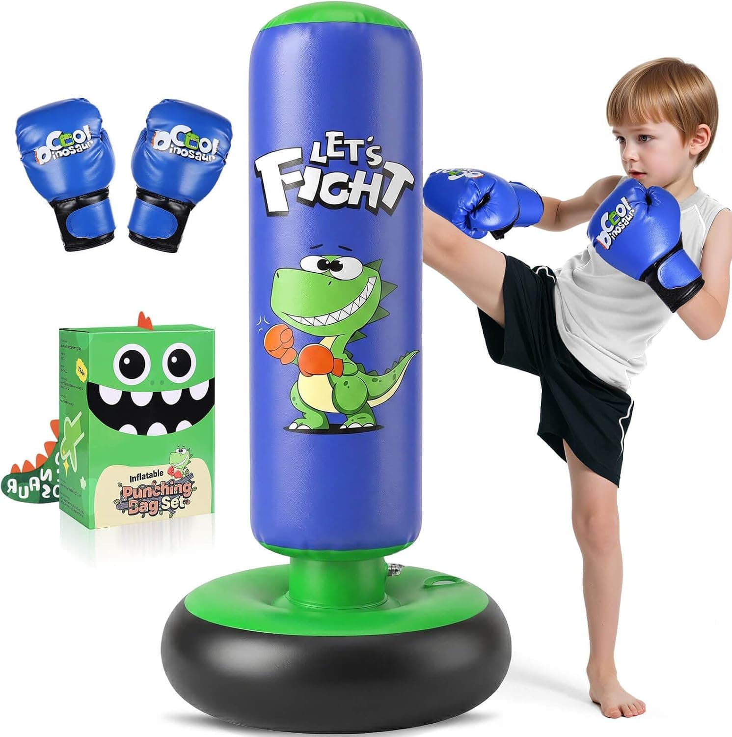 Saco de Boxeo para Niños de 3 a 8 Años, Saco de Boxeo de Pie de 120 cm con Guantes y Base Estable, para Practicar Karate y Taekwondo, Idea de Regalo para Niños y Niñas