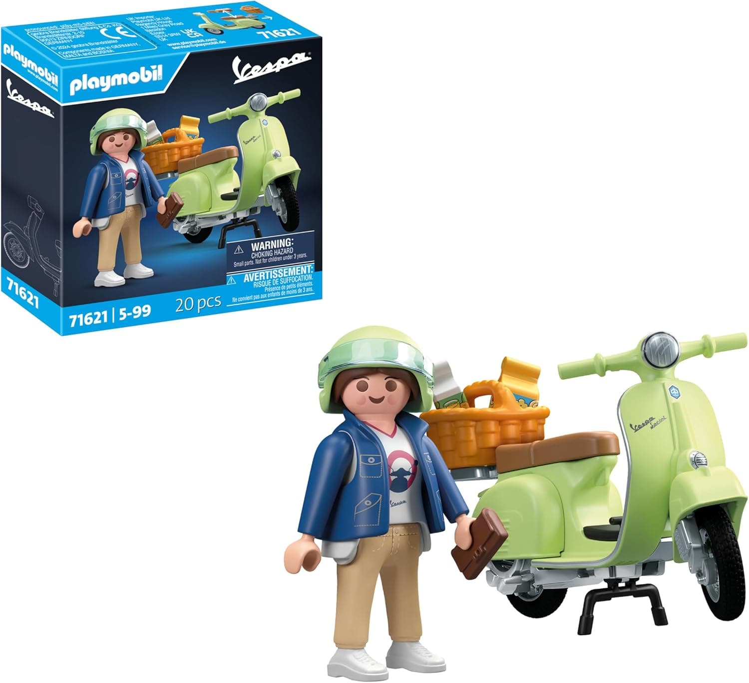PLAYMOBIL Cars 71621 1969 Vespa 150 Sprint Veloce, Verde Claro, Modelo Fiel para coleccionistas y Aficionados, Incluye Accesorios versátiles y Varias Opciones de sillín