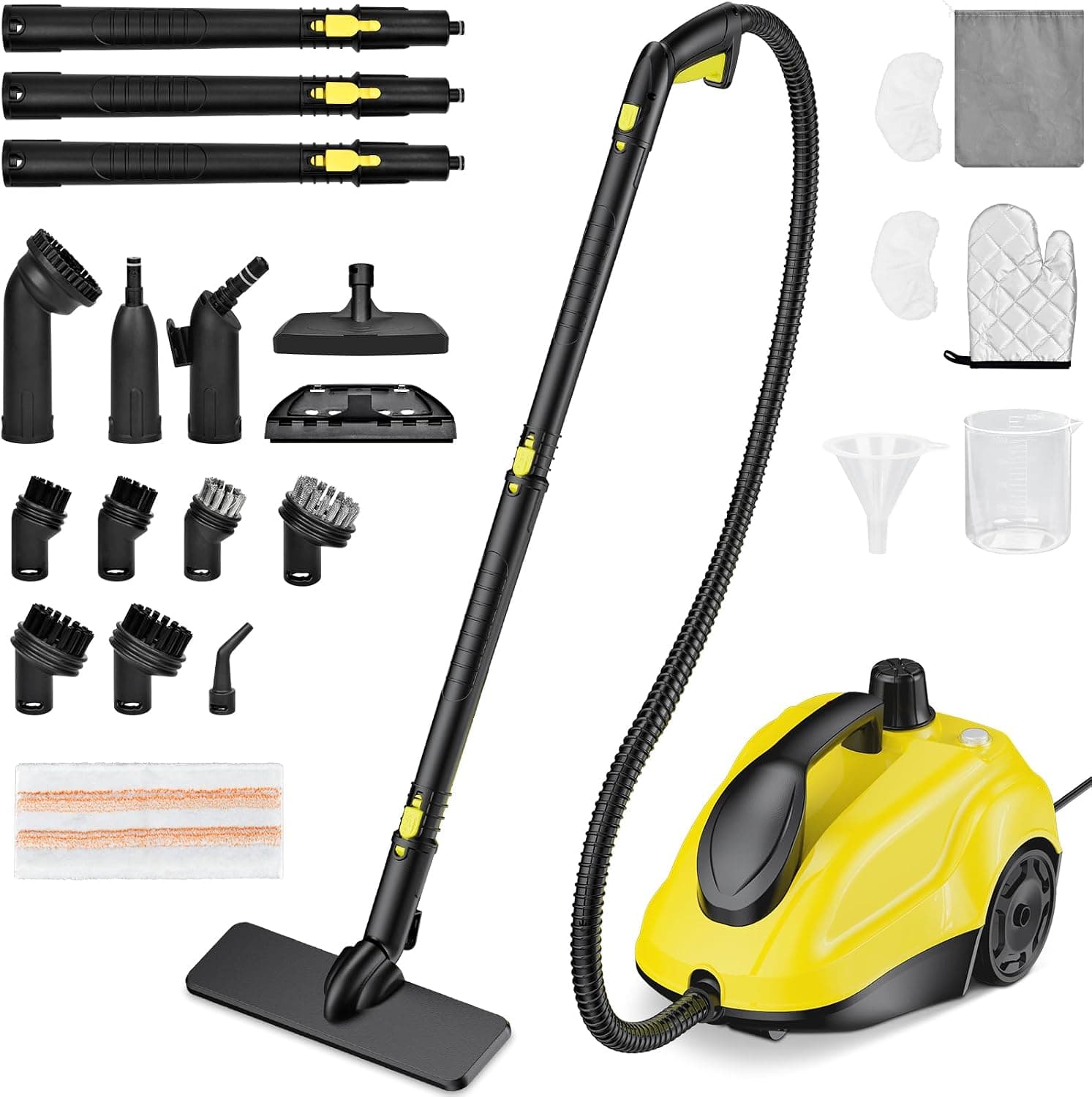 Vaporeta Limpieza Hogar,Vaporeta de Mano Presión: 5bar Potencia: 2000W con 23 Accesorios y 2L de Capacidad Limpiador a Vapor para Tapices,Suelo,Alfombra,Sofá,Muebles de Acolchado,Auto