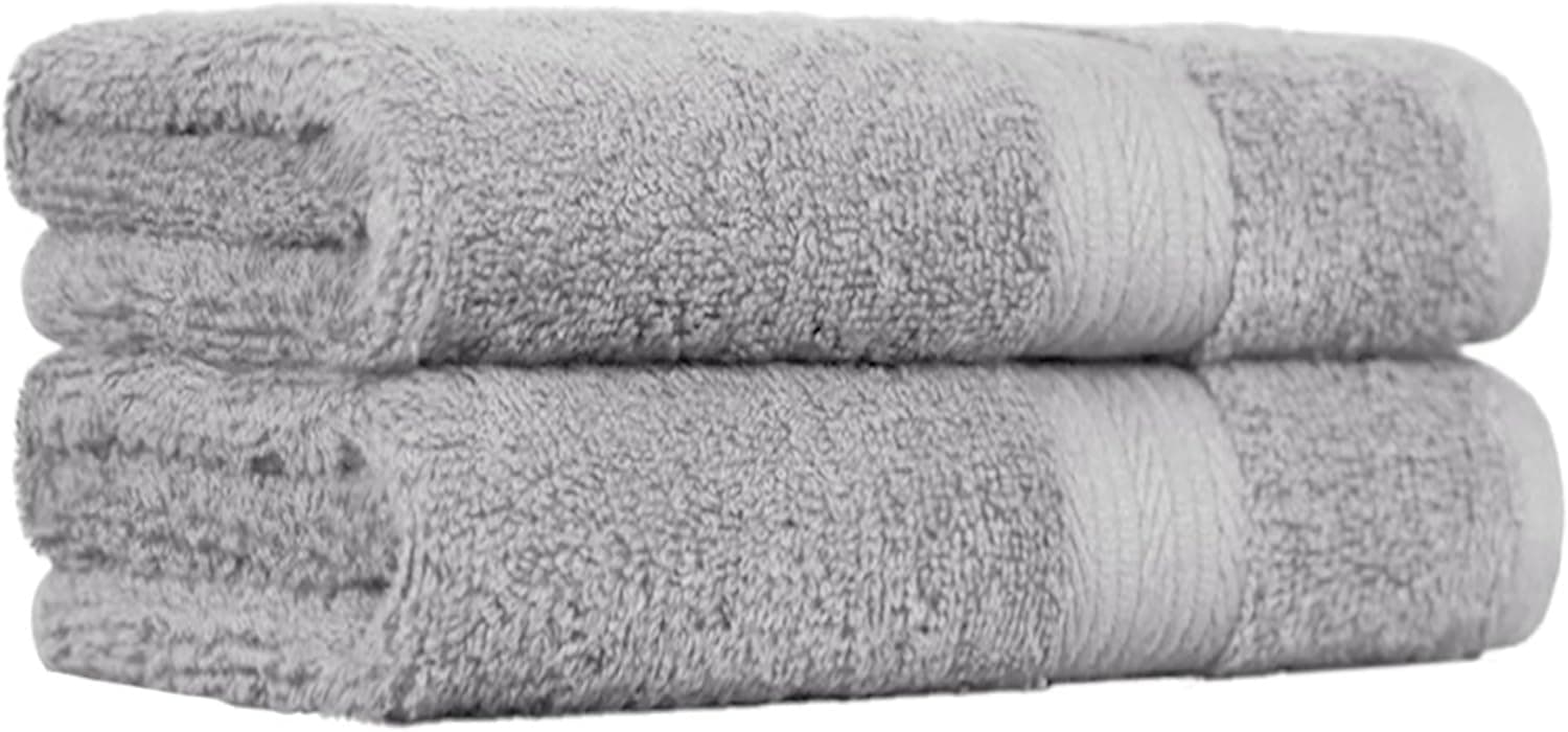 Amazon Basics Juego Toallas Baño 100% Algodón Toallas Mano 50x100 cm, Gris, Pack 2 Unidades
