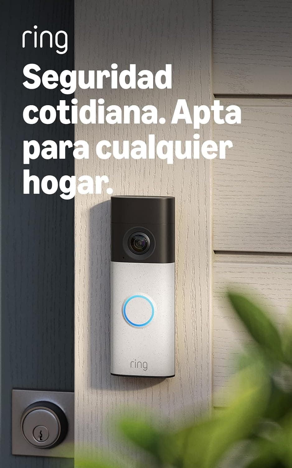 Ring Videotimbre con batería (Battery Video Doorbell) (última gen.), Videotimbre inalámbrico, Retinal 2K, Zoom 6x, Comunicación bidireccional, Prueba gratis, 30 días, plan de suscripción Ring