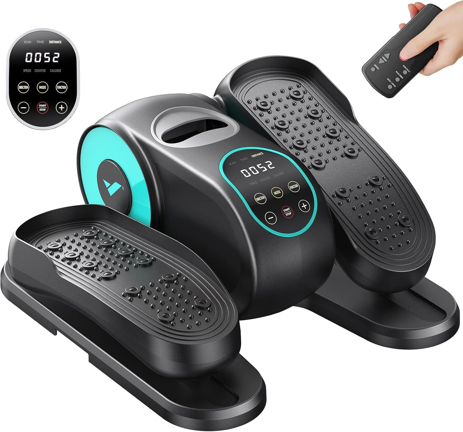 MERACH Máquina Elíptica Eléctrica, Mini Elíptica Bajo Escritorio para Hogar, Mando, Pantalla Grande, Base Antideslizante, 12 Vel., Silenciosa, Portátil, para Mayores y Rehabilitación de Piernas