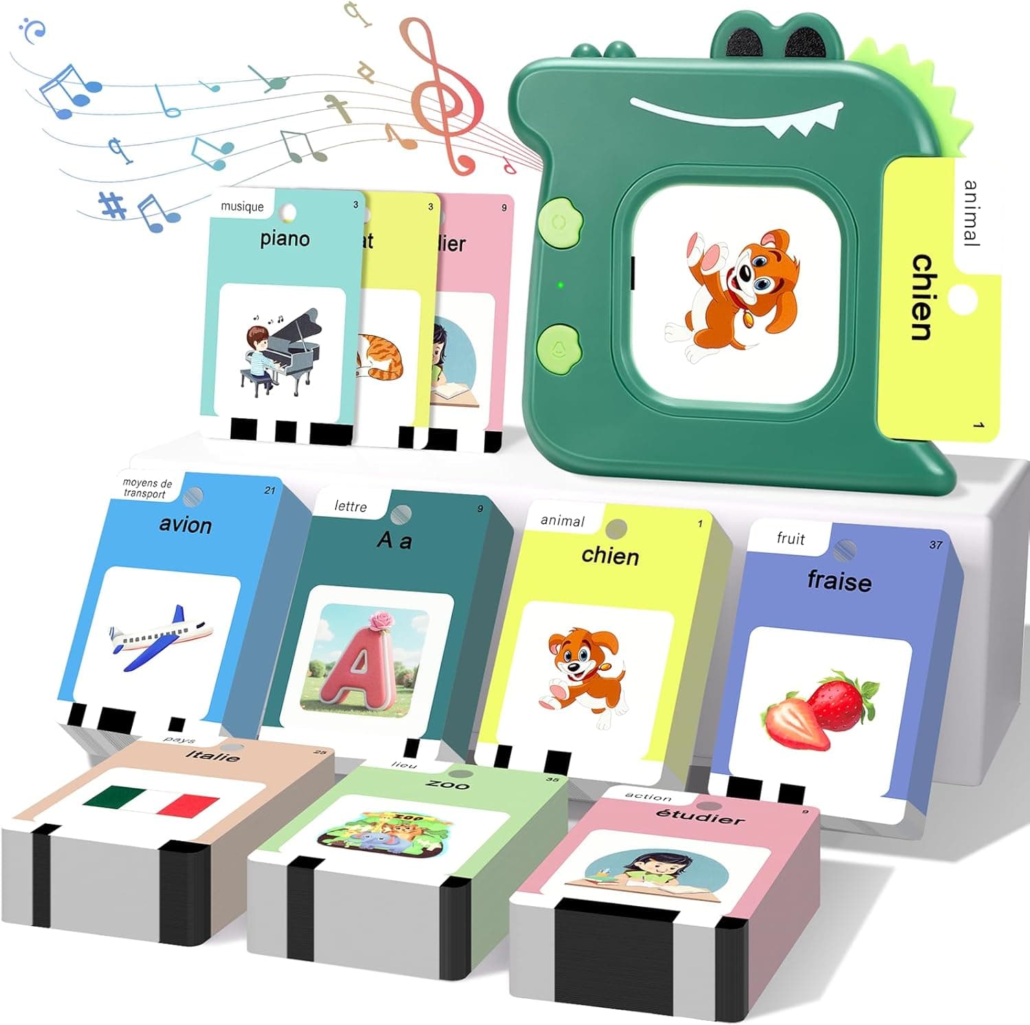 420 Tarjetas educativas parlantes Juego de Tarjetas Flash Montessori en francés Juegos educativos con Audio para niños de 3 a 6 años Incluye 10 Canciones en francés