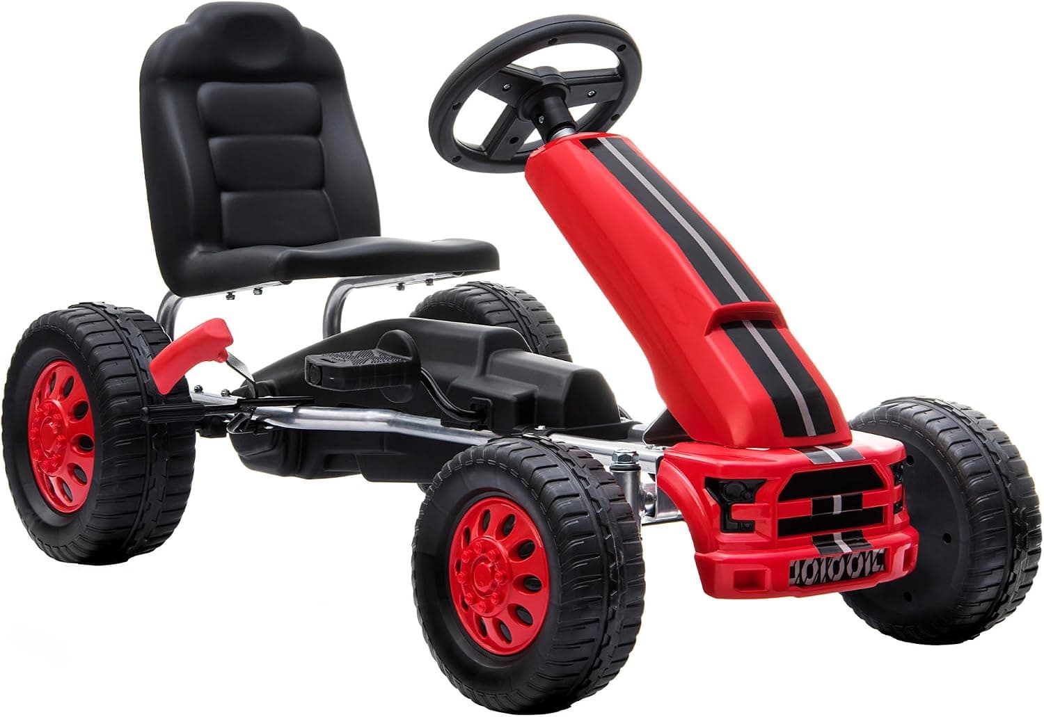 AIYAPLAY Kart Pedales para Niños de +3 Años con Asiento Ajustable Rojo