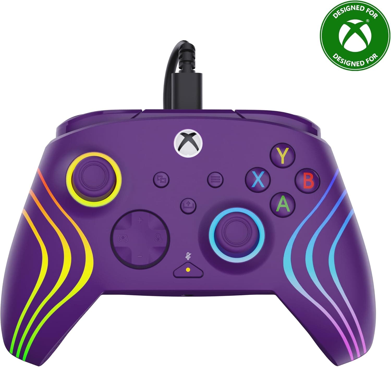 Turtle Beach Afterglow Wave Mando Morado con Cable RGB - con Licencia para Xbox Series XS, Xbox One y Windows - Botones programables, disparadores de Efecto Hall, Controles de Audio