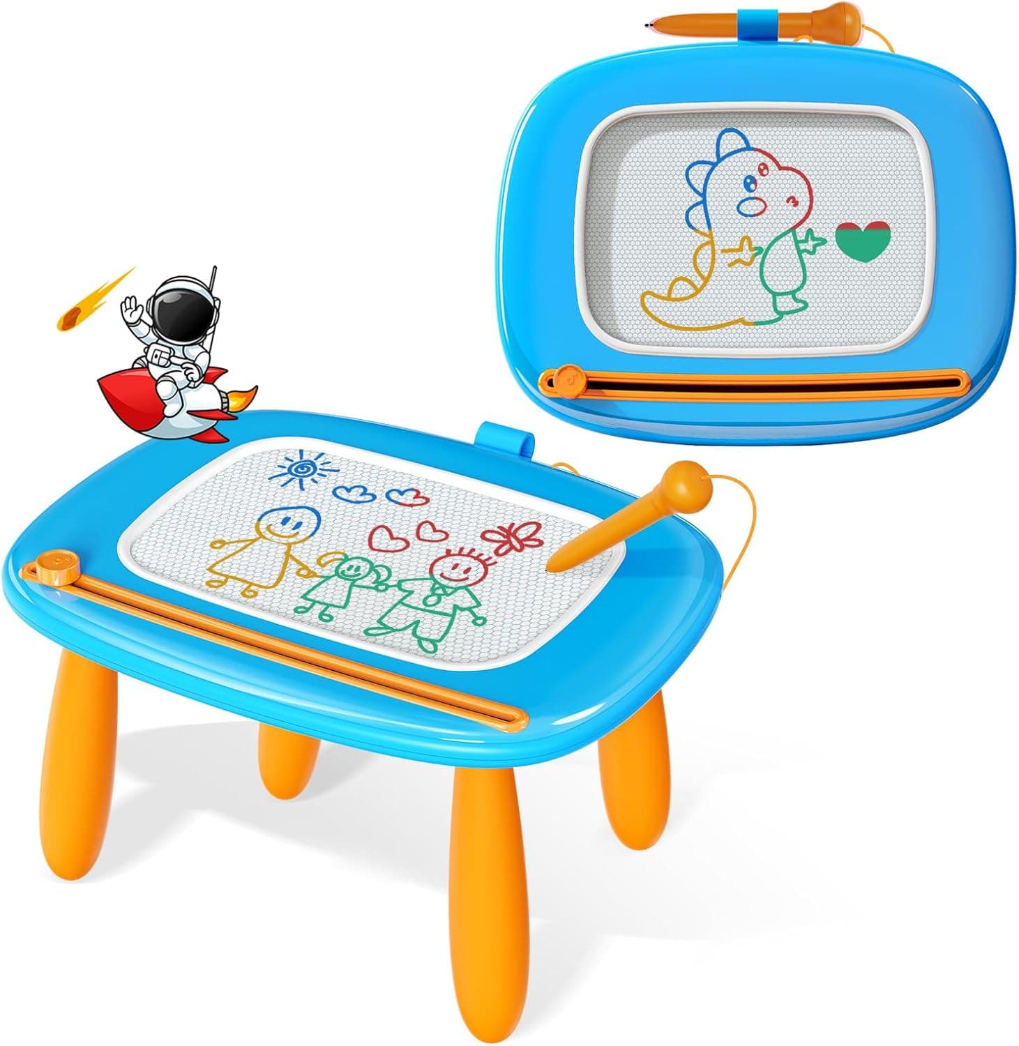 Kikidex Juguetes para niños pequeños de 1 a 3 años, Pizarra mágicas magnética, Juguetes para niñas de 1 a 2 años, Pizarra mágicas para Pintar, Juguetes educativos para bebés de 1, 2 y 3 años - Azul