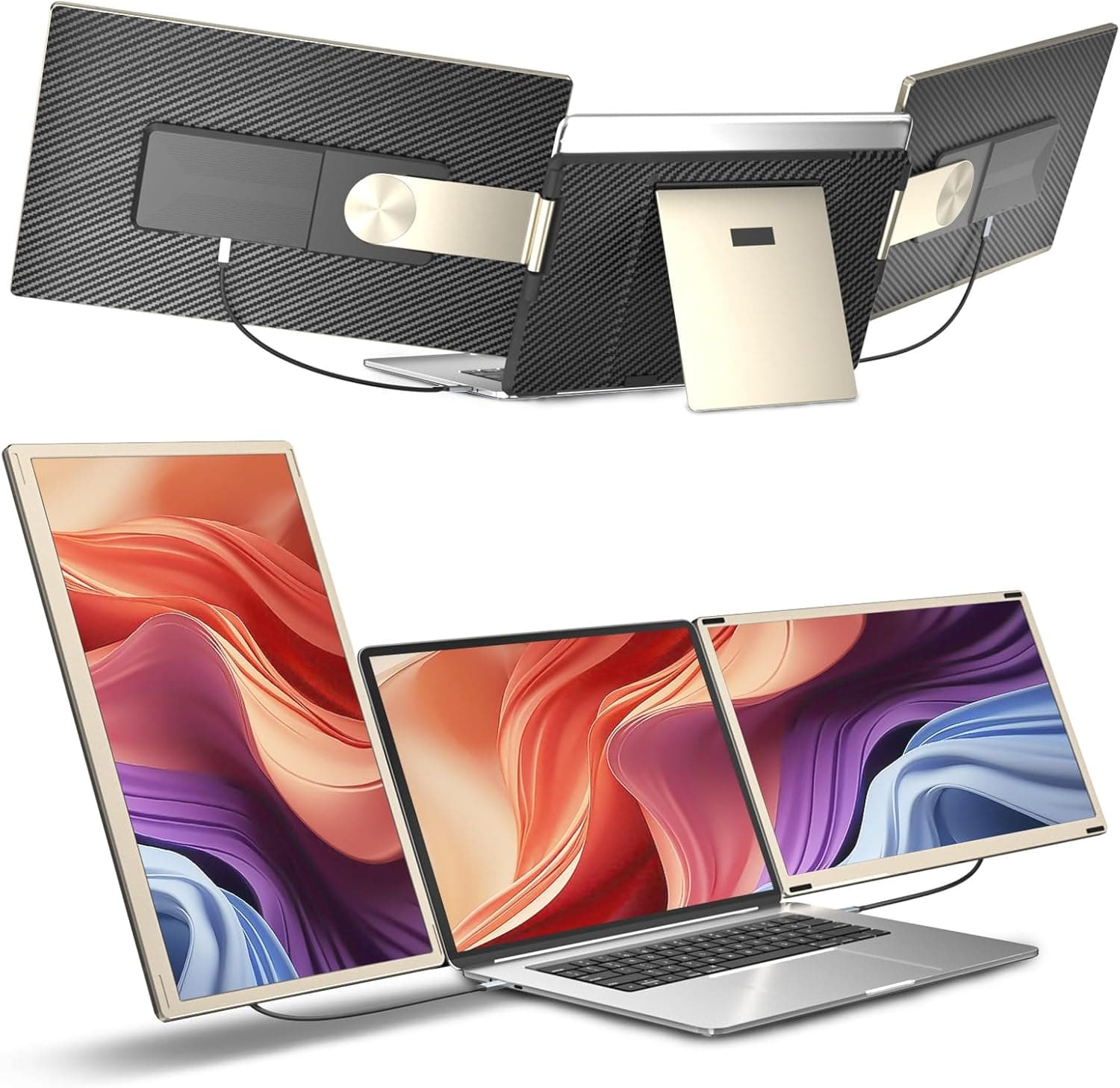 Monitor portátil de 15,6" FHD 1080P, Extensor Pantalla Portati, Monitor de Viaje Ultrafino con Parlantes Extendidos y Pantalla Doble, Compatible con Laptop Screen Extender de 13 a 17,3 pulgadas