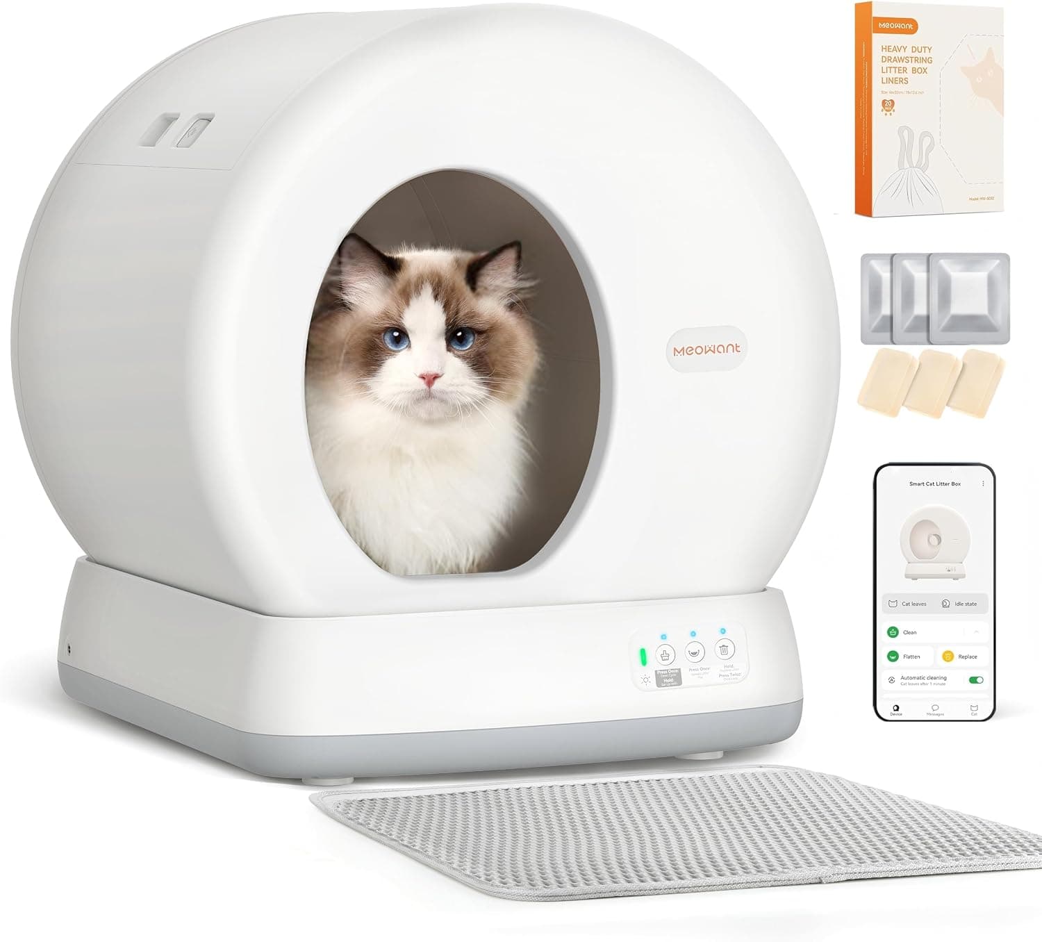 MeoWant Arenero Gatos Autolimpiable con Sistema de Seguridad Avanzado