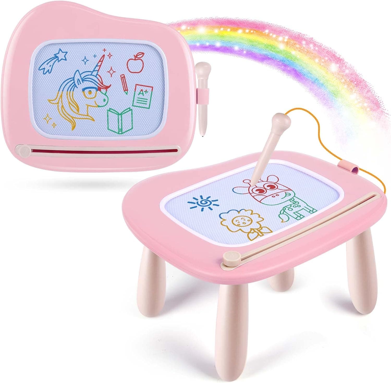 Smasiagon Juguetes Niños 1 2 3 Años, Pizarra Magnetica Infantil, Colorido Tableta Dibujo Magnético con Patas, Juguetes Educativos y Regalo Cumpleaños para Niña Niño de 1-3 Años (Rosa Claro)