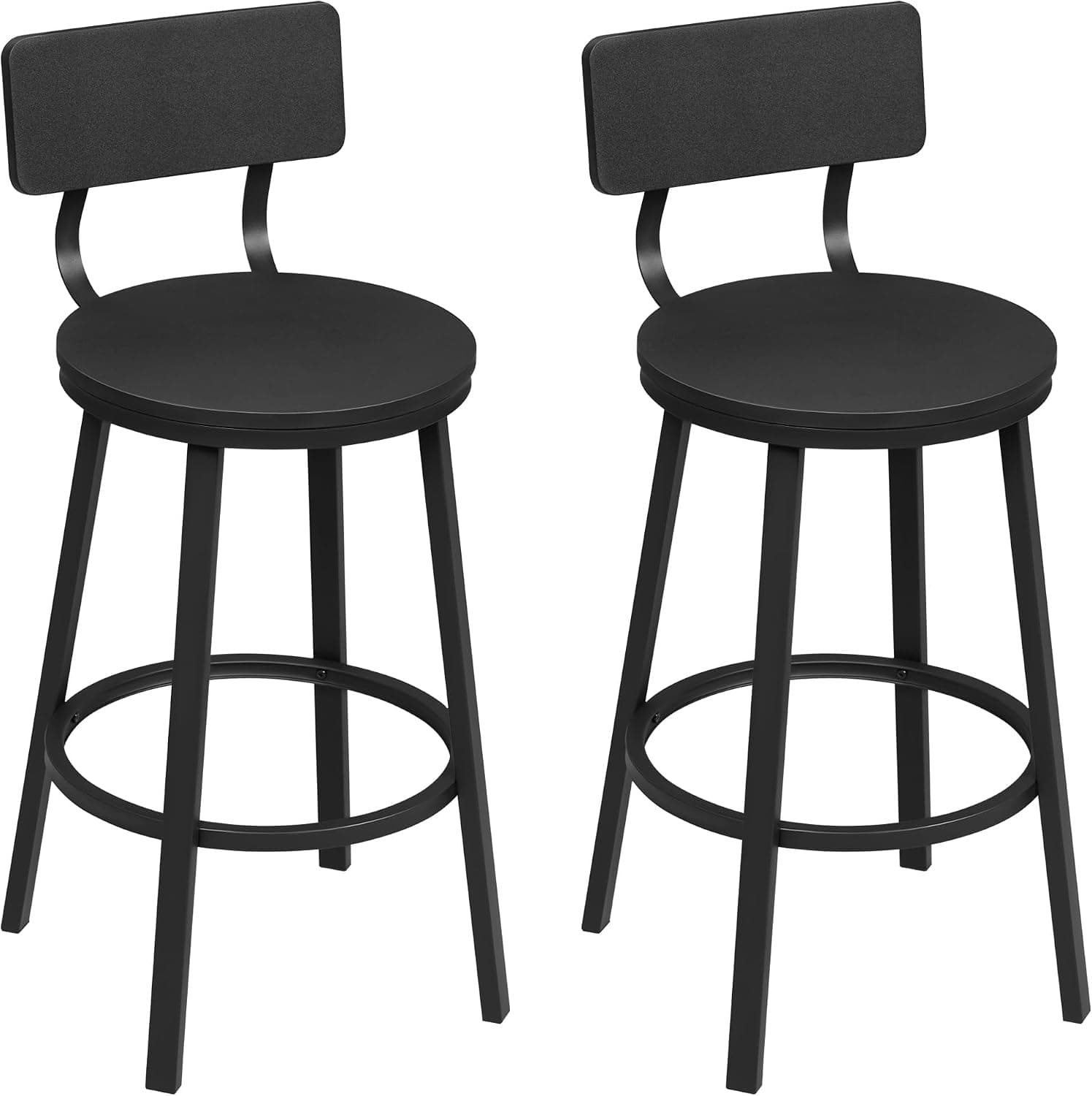 WOLTU Taburetes Altos Cocina Juego de 2 con Respaldo, Negro