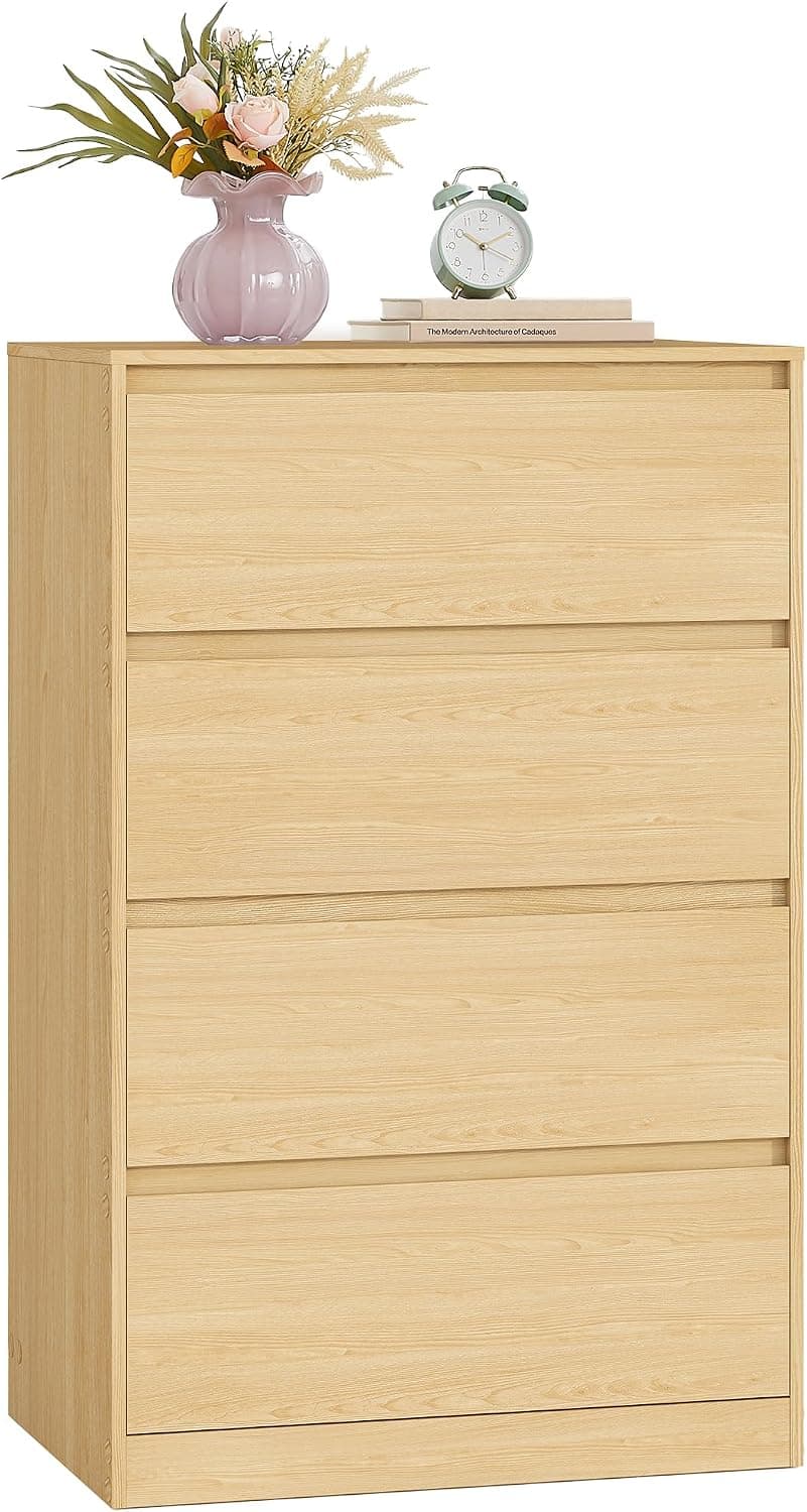 VASAGLE Cómoda de 4 Cajones para Dormitorio, 60,2 x 40,4 x 97,4 cm