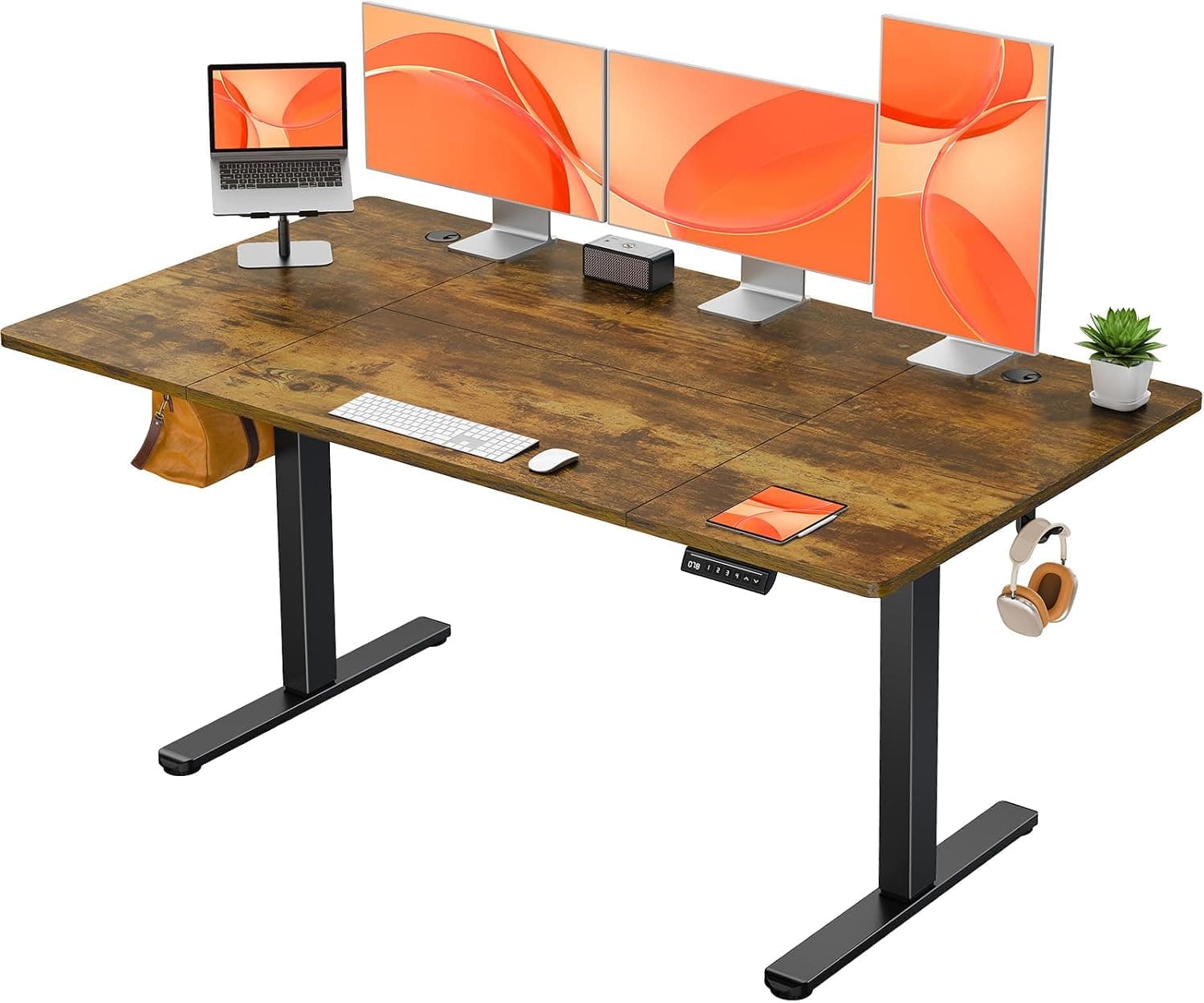 ErGear Escritorio Elevable Eléctrico, 140x70cm, Marrón