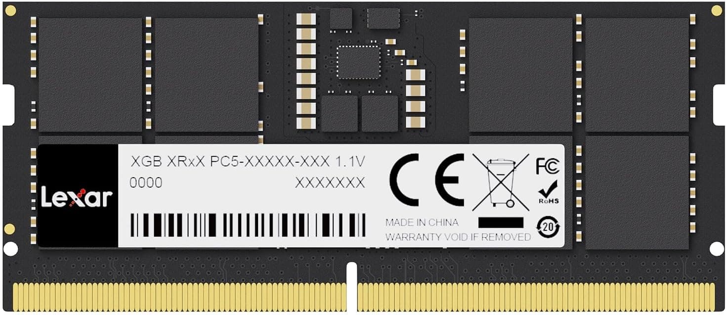 Lexar SODIMM RAM DDR5 24GB 5600 MHz Memoria RAM, 262-Pin SODIMM, DRAM SO-DIMM DDR5 para Computadora Portátil/Ordenador Portátil/Mini-PC Intel NUC Todo en uno, 1.1V, CL46-45-45-90