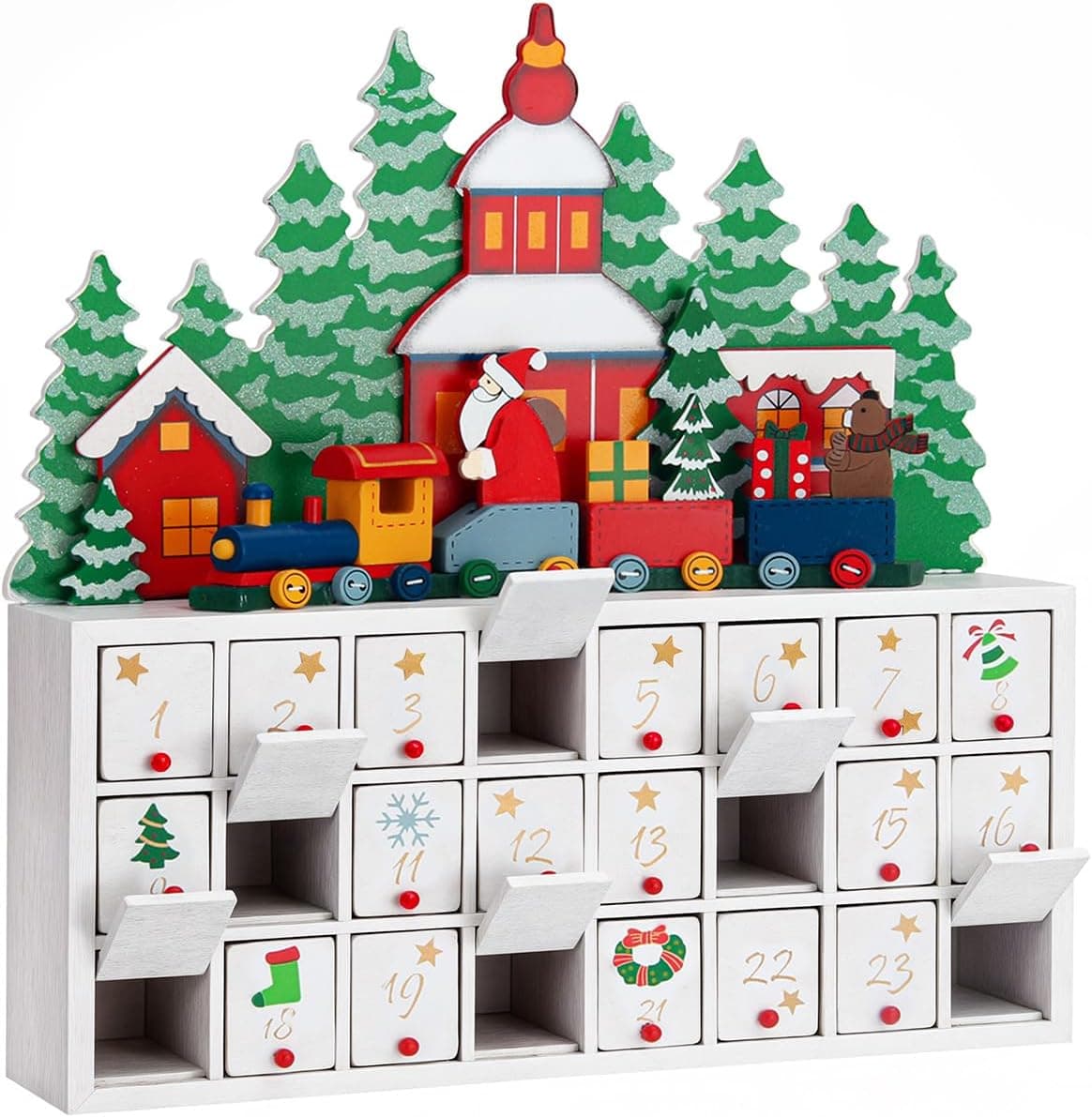 SPIELWERK® Calendario de Adviento de Madera Paisaje Rellenar 24 Cajoncitos
